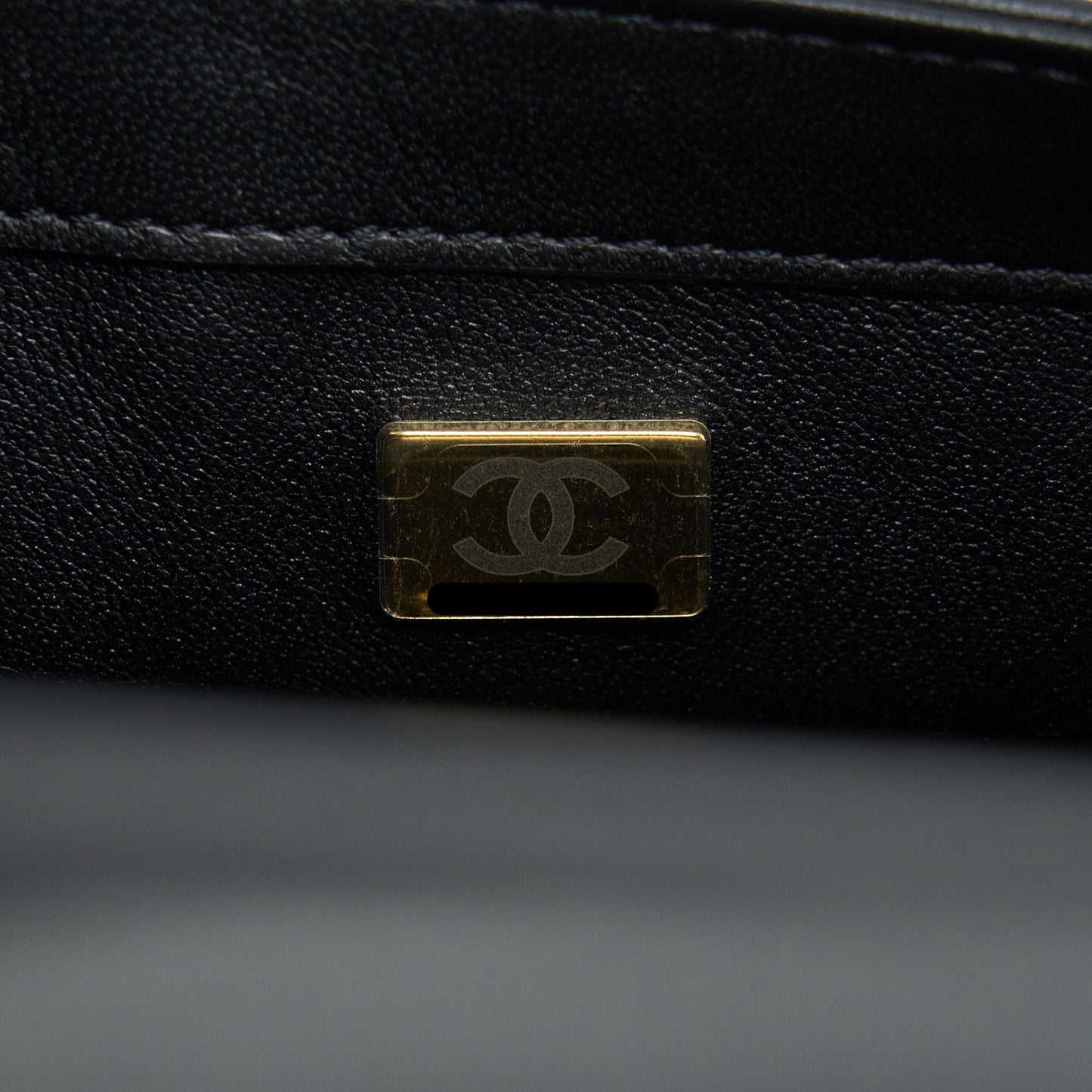 Chanel seasonal Mini Rectangular Flap Bag Heart Charm Chain Lambskin Black  (Microchip)