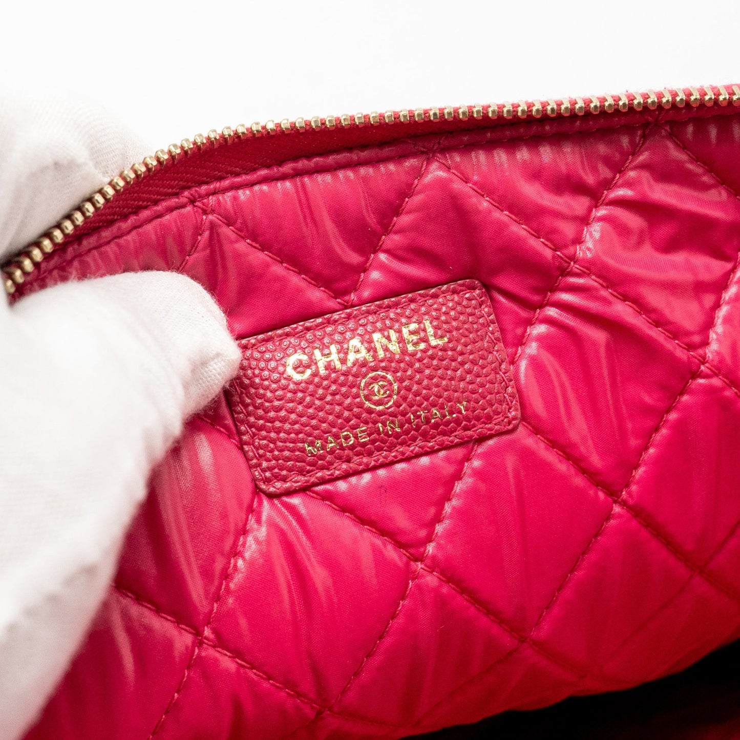 Chanel Large Boy O Case Zip Pouch Caviar Pink L