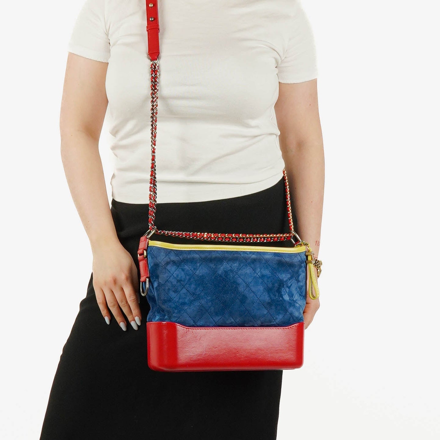 Chanel Multicolor Quilted Suede and Leather Medium Gabrielle Hobo Bag