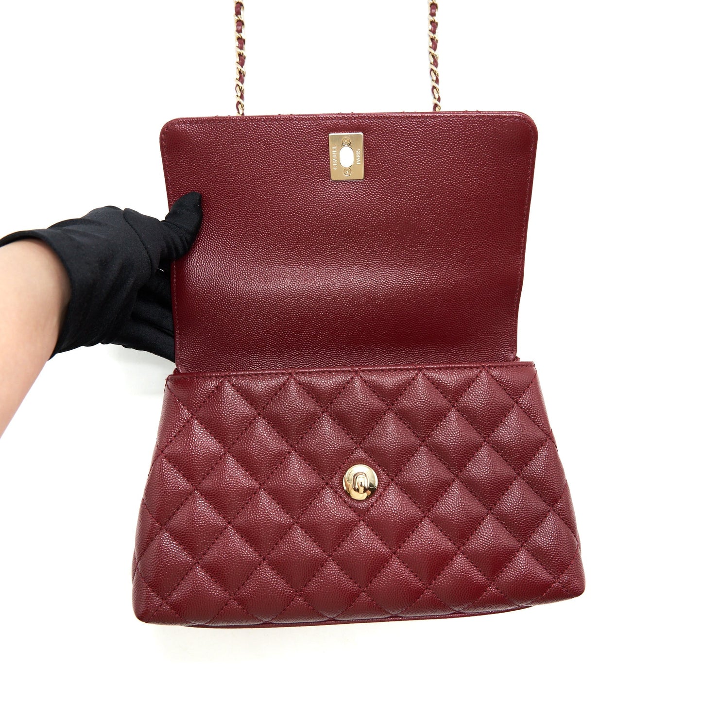 Chanel 21A Small Coco Handle Caviar NC635 Burgundy L