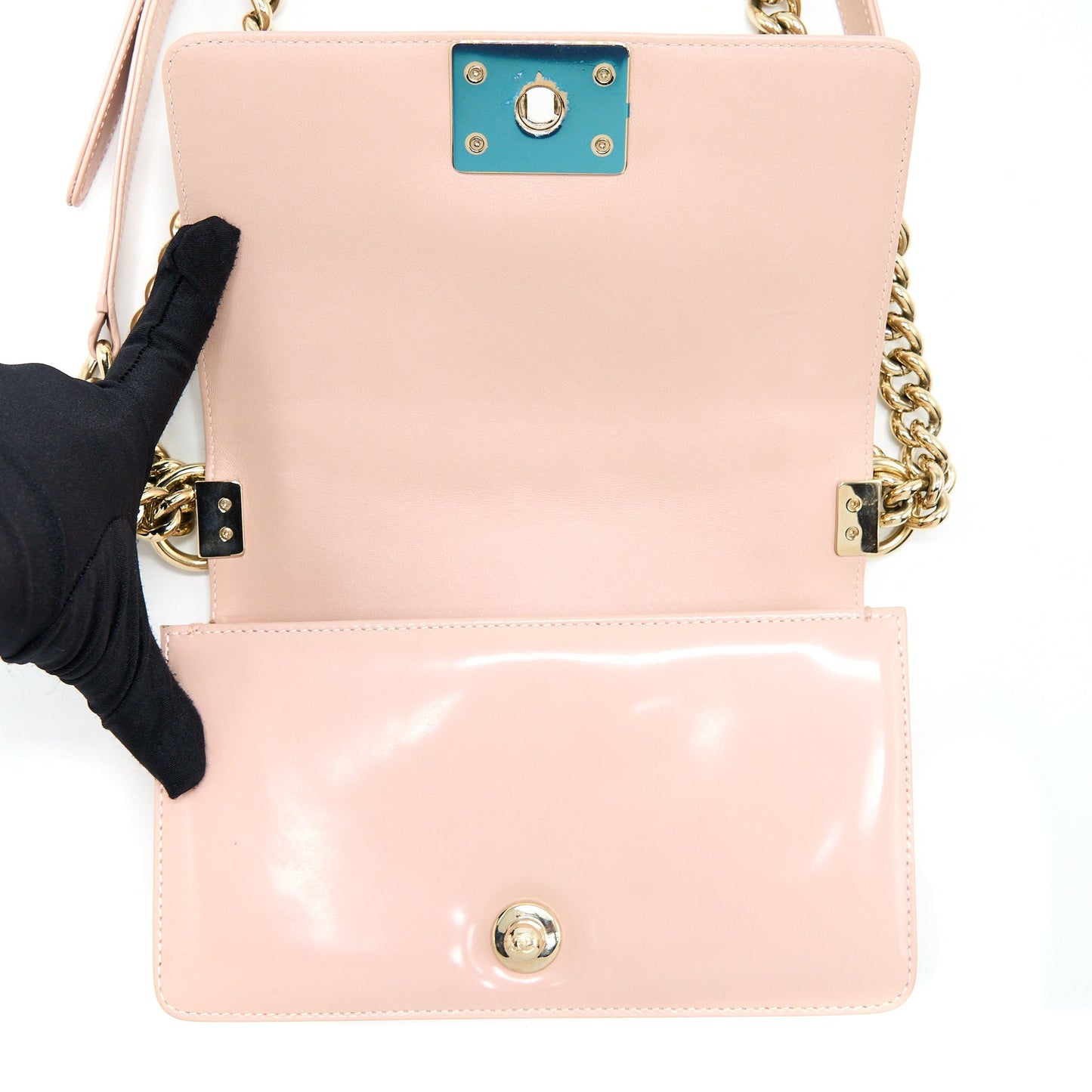 Chanel Small Boy Bag Patent Leather Light Pink L