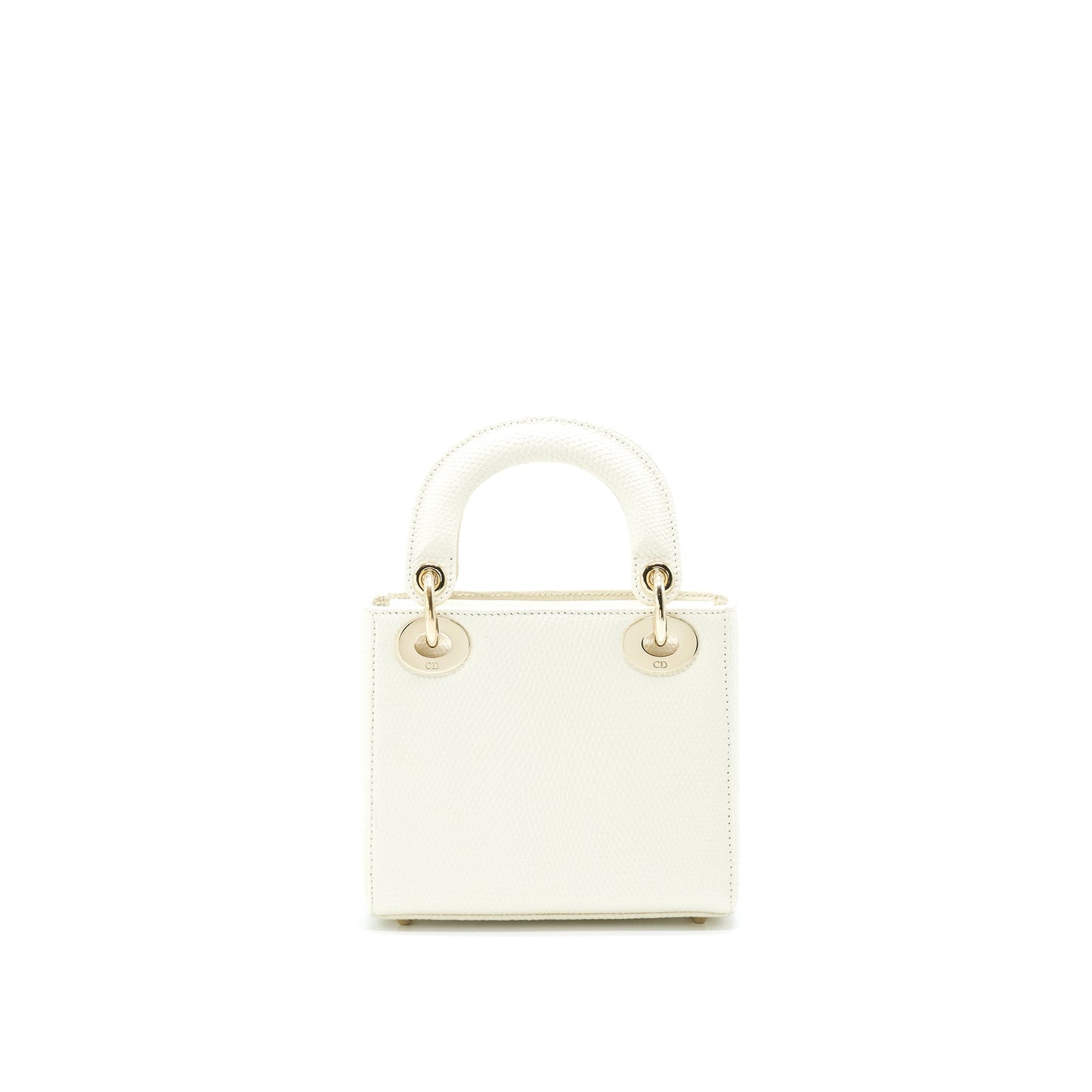 Dior Lizard Mini Lady Dior Purse White