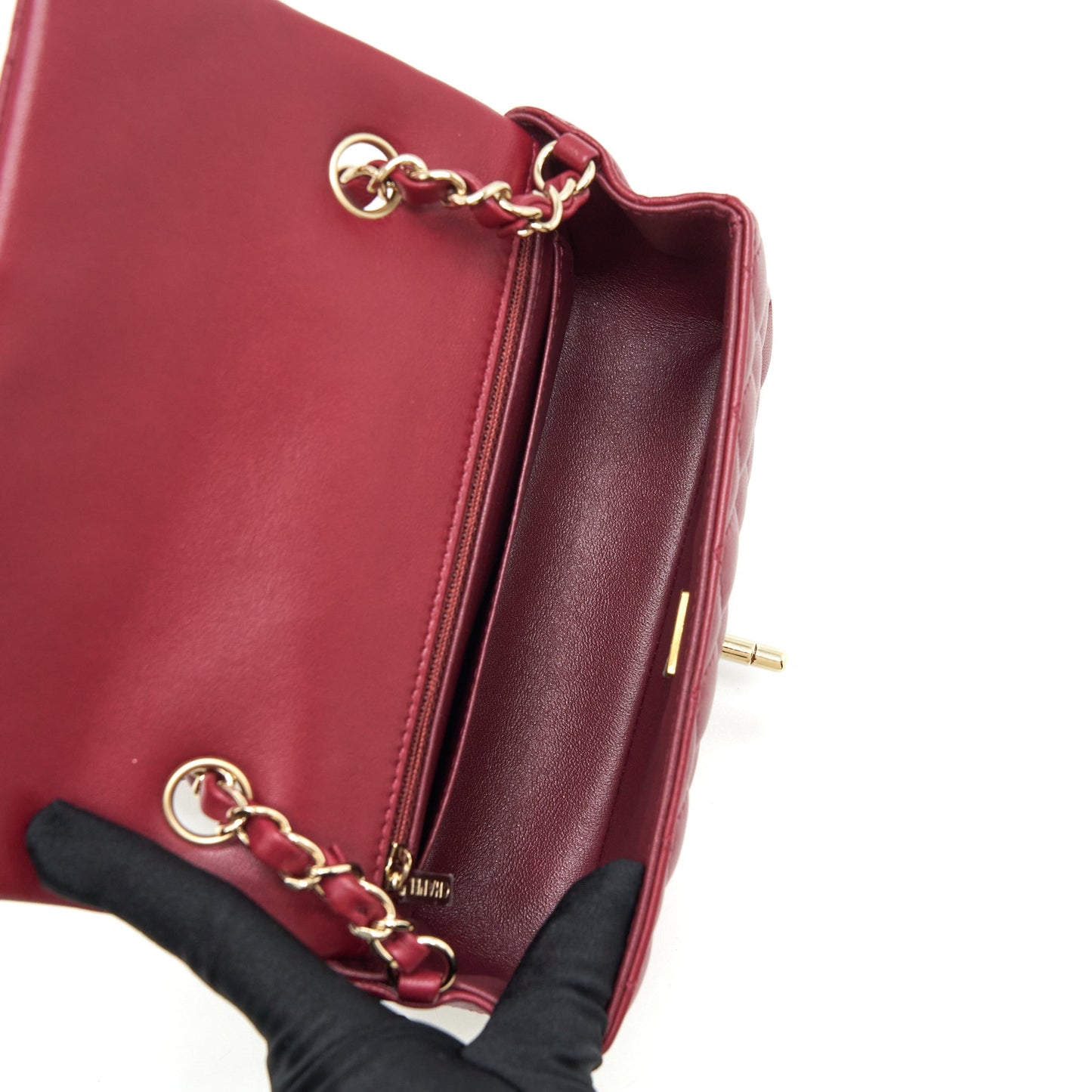 Chanel 22C Mini rectangular flap bag lambskin dark red L microchip