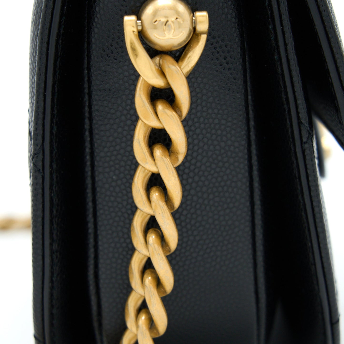Chanel 22B Round Messenger Bag Grained Calfskin Black Brushed  (Microchip)