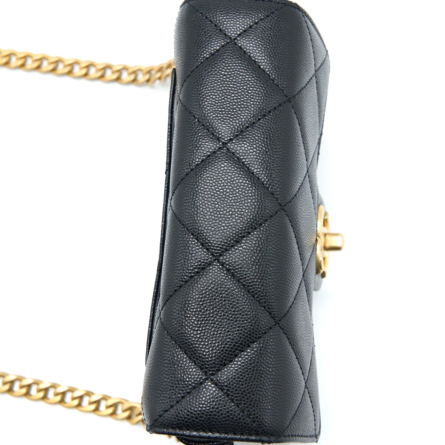 Chanel 22B Round Messenger Bag Grained Calfskin Black Brushed  (Microchip)