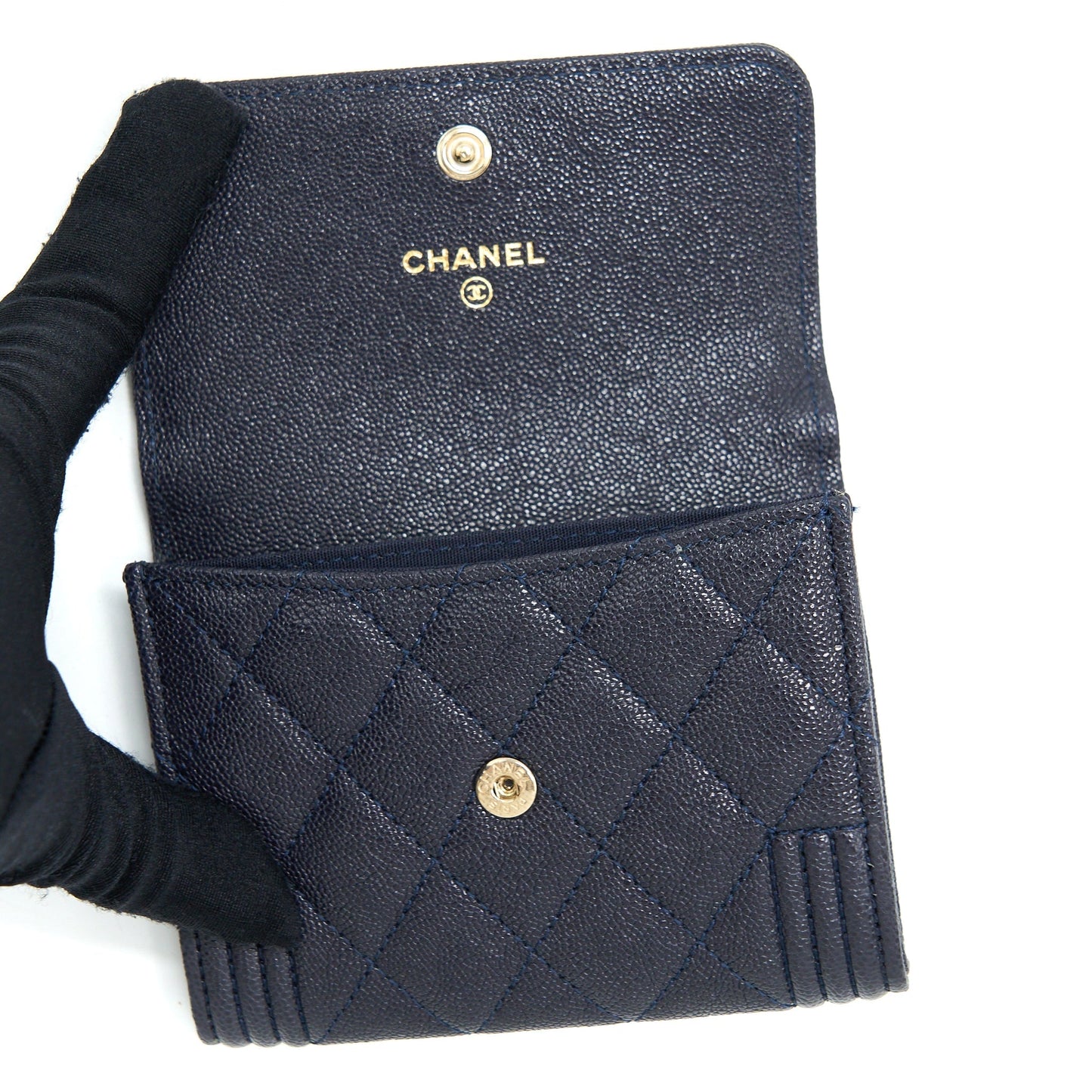 Chanel Boy Small Flap Card Holder Caviar Black