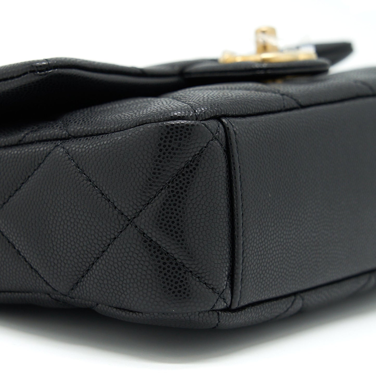 Chanel 22A Small Flap Bag With Button On Chains Caviar Black Brushed