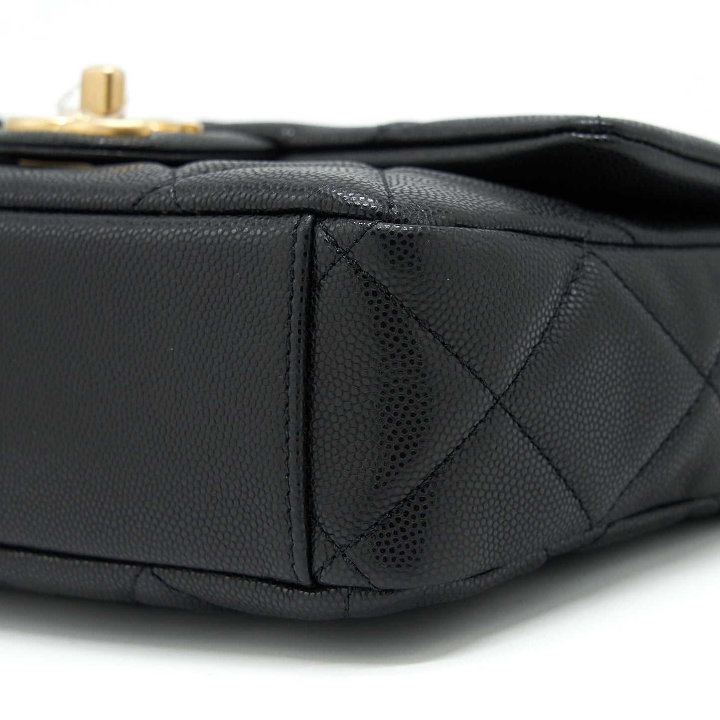 Chanel 22A Small Flap Bag With Button On Chains Caviar Black Brushed