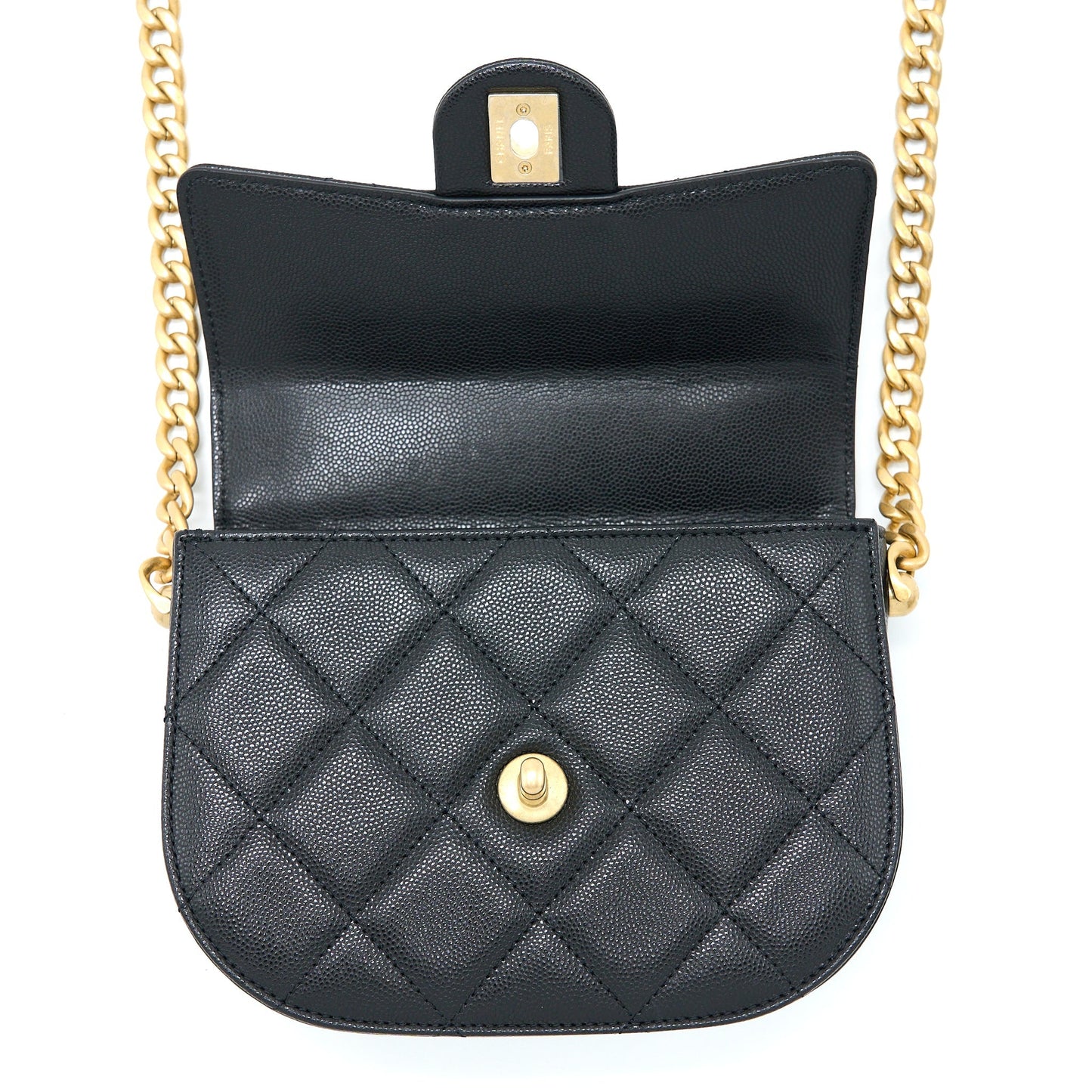 Chanel 22B Round Messenger Bag Grained Calfskin Black Brushed  (Microchip)