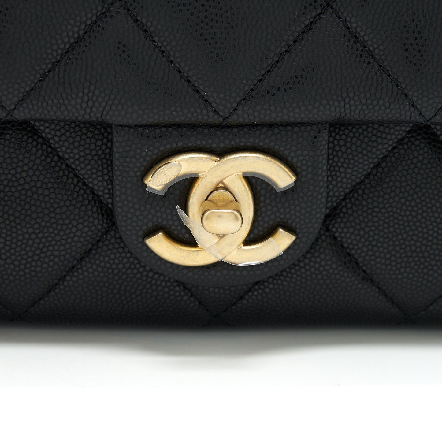Chanel 22A Small Flap Bag With Button On Chains Caviar Black Brushed