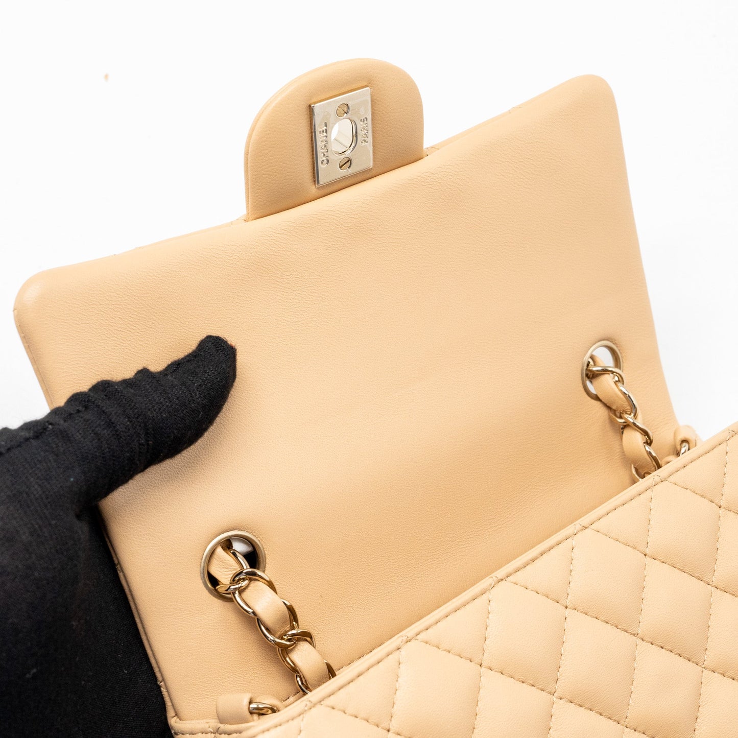 Chanel 22C mini rectangular flap bag lambskin beige L (microchip)