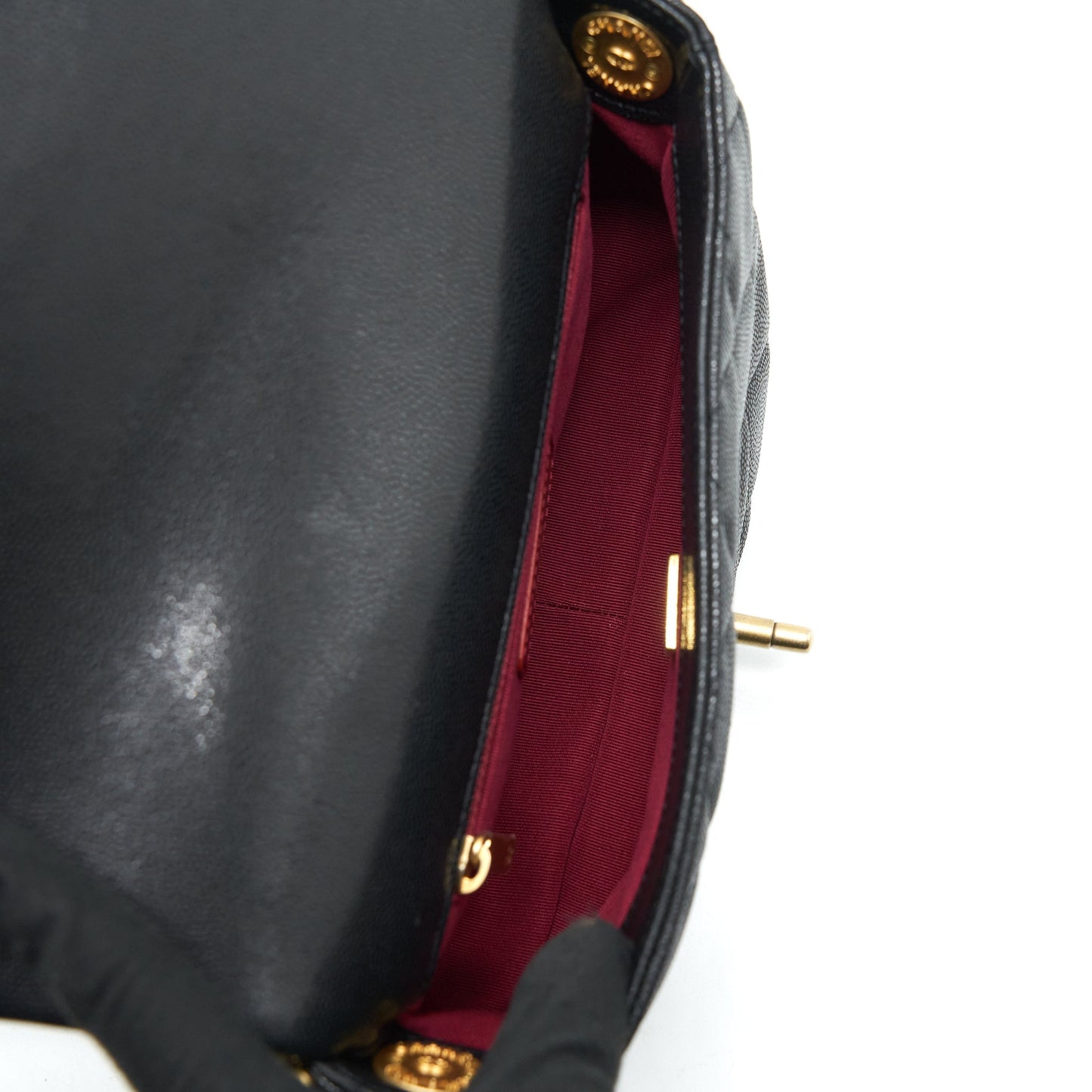 Chanel 22A Small Flap Bag With Button On Chains Caviar Black Brushed