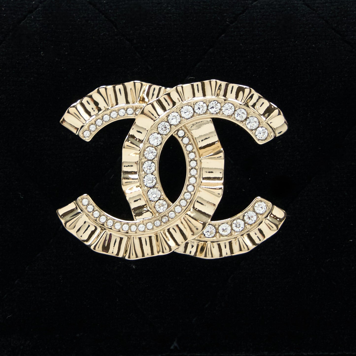 Chanel Small Flap Wallet Velvet Black L