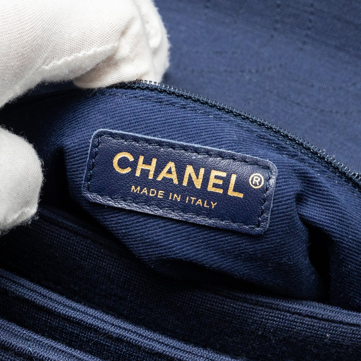 Chanel Small Chevron Trendy CC fabric navy