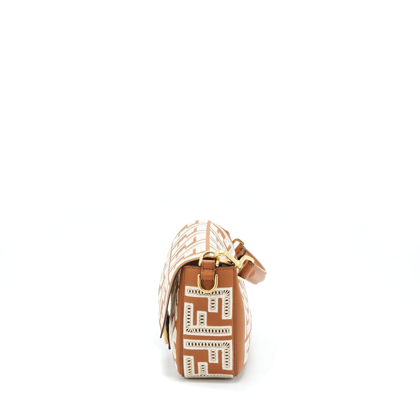 Fendi Baguette Calfskin Brown And White