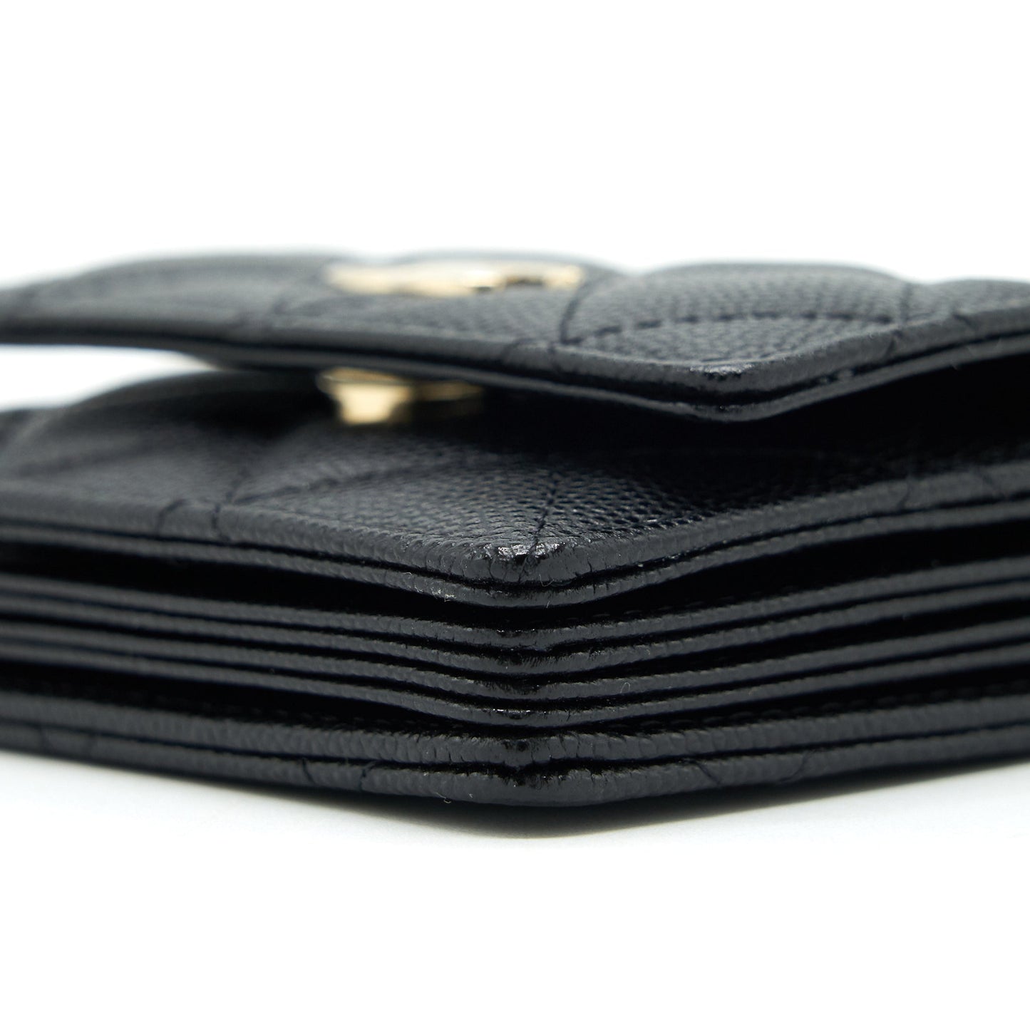 Chanel 21k Caviar mini flap cardholder with chain black L