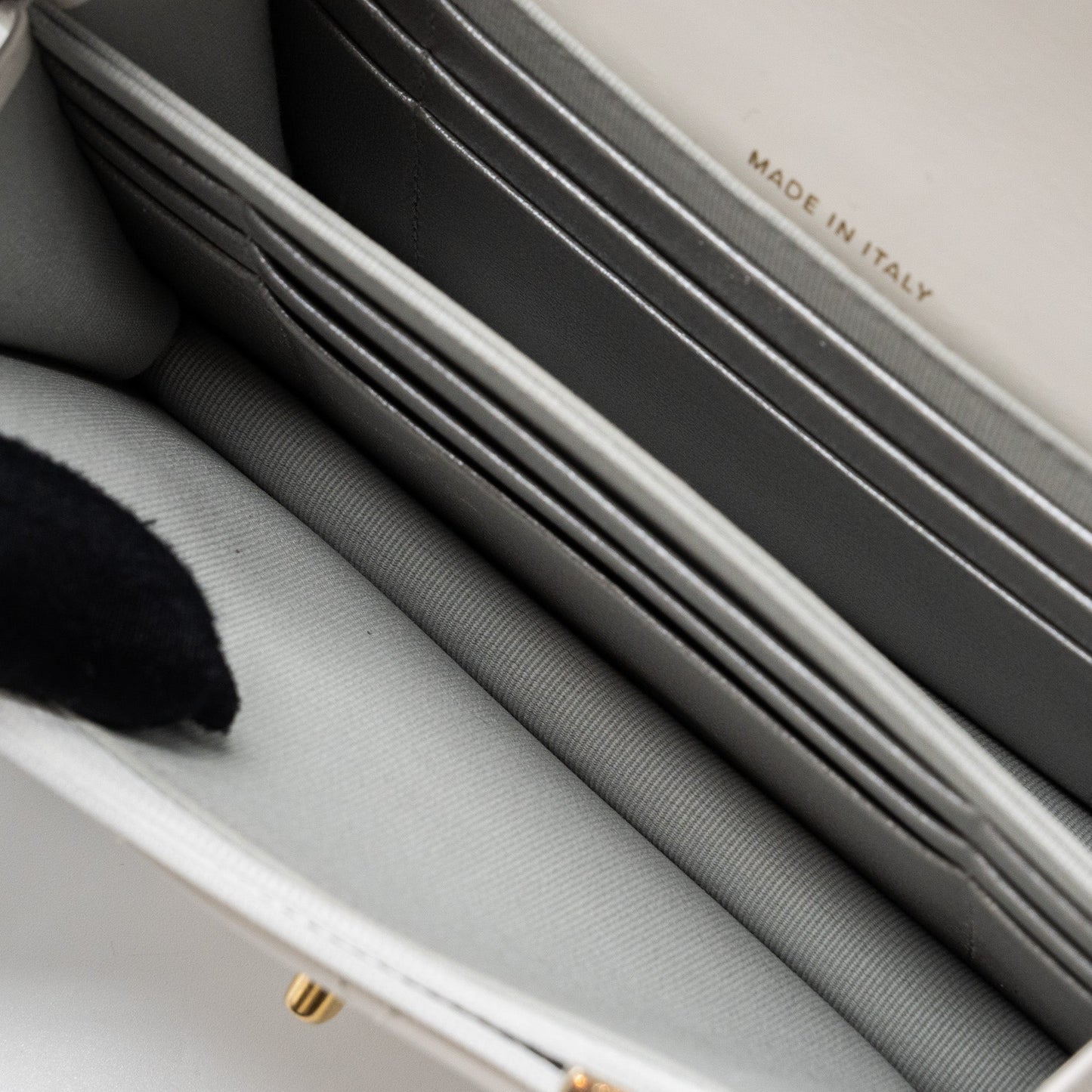 Chanel 23P detailed top handle mini wallet with chain calfskin white / multi color brushed  (microchip)