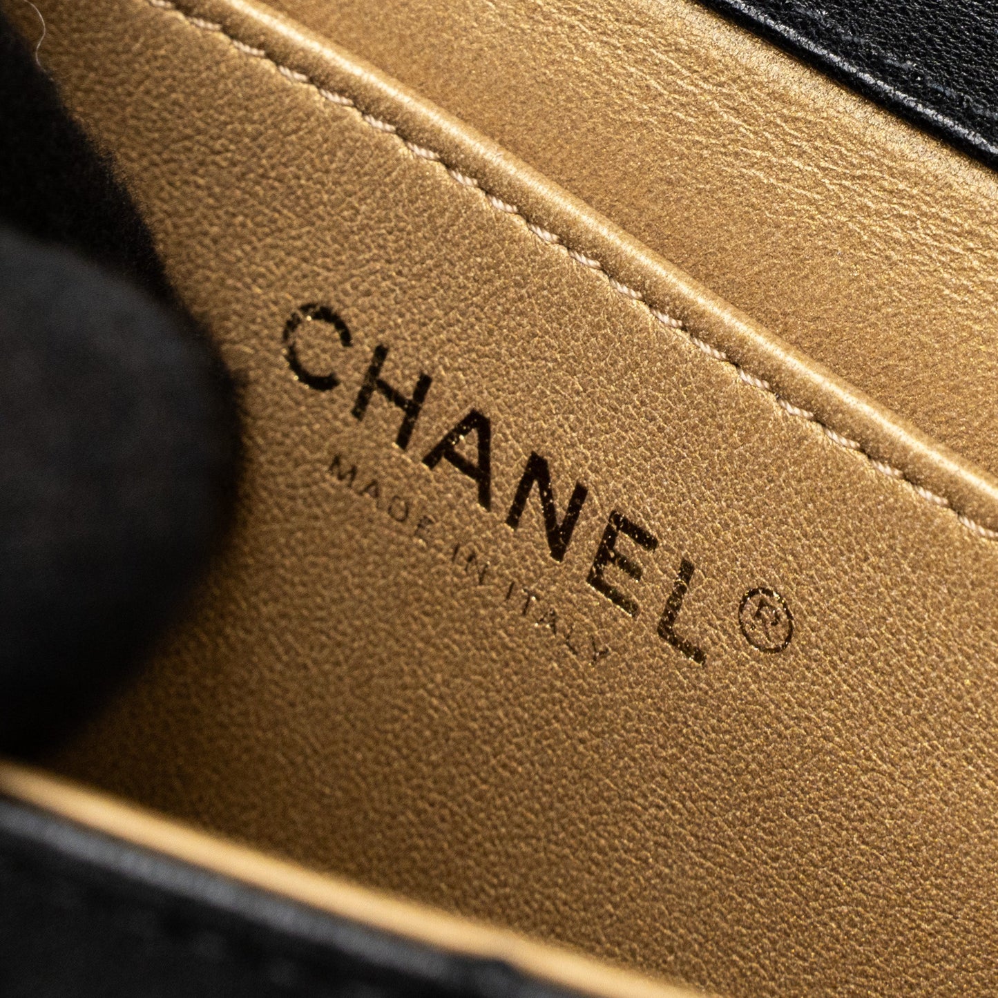 Chanel Square Pearl Flap Bag Lambskin Black Brushed