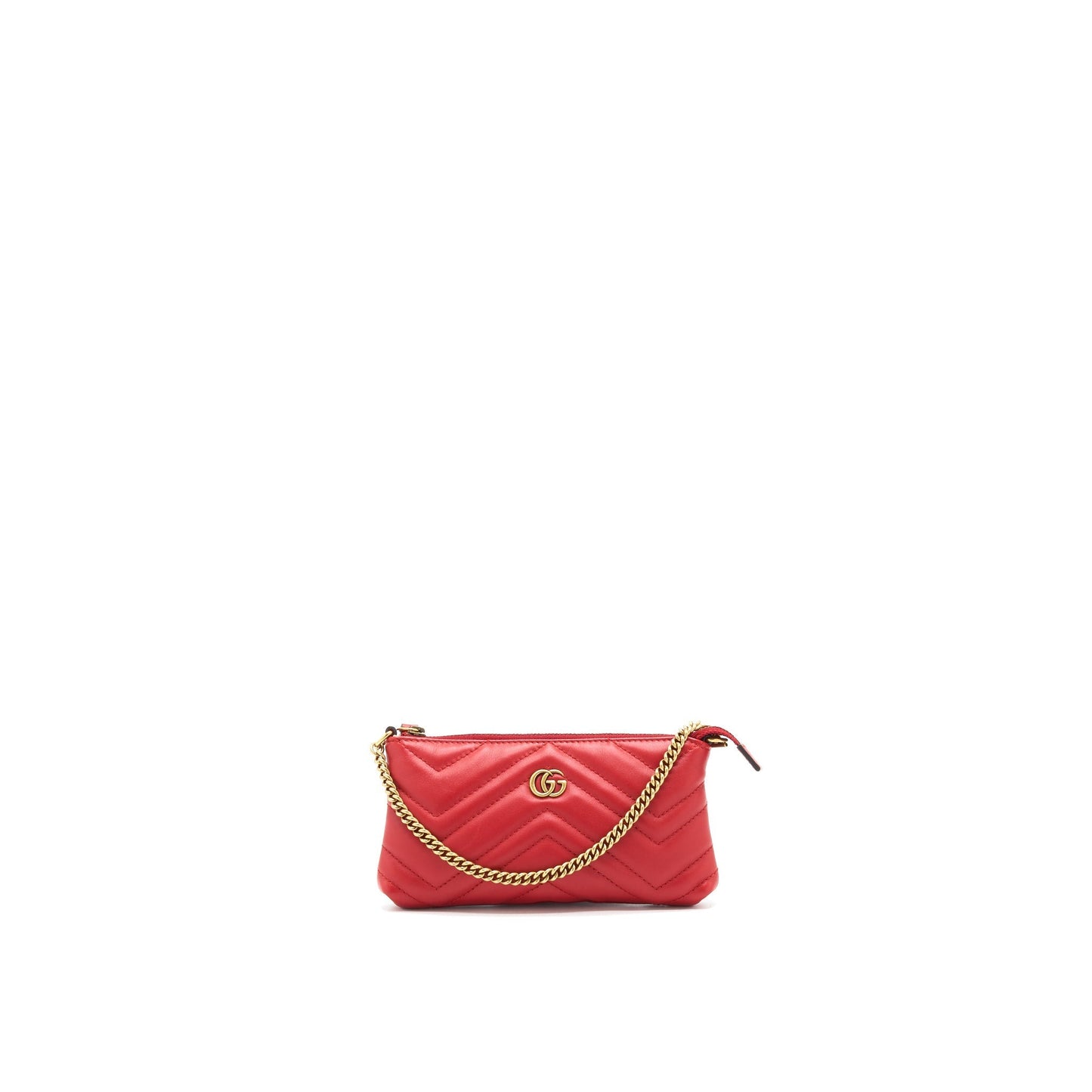Gucci marmont mini pouch with chain red