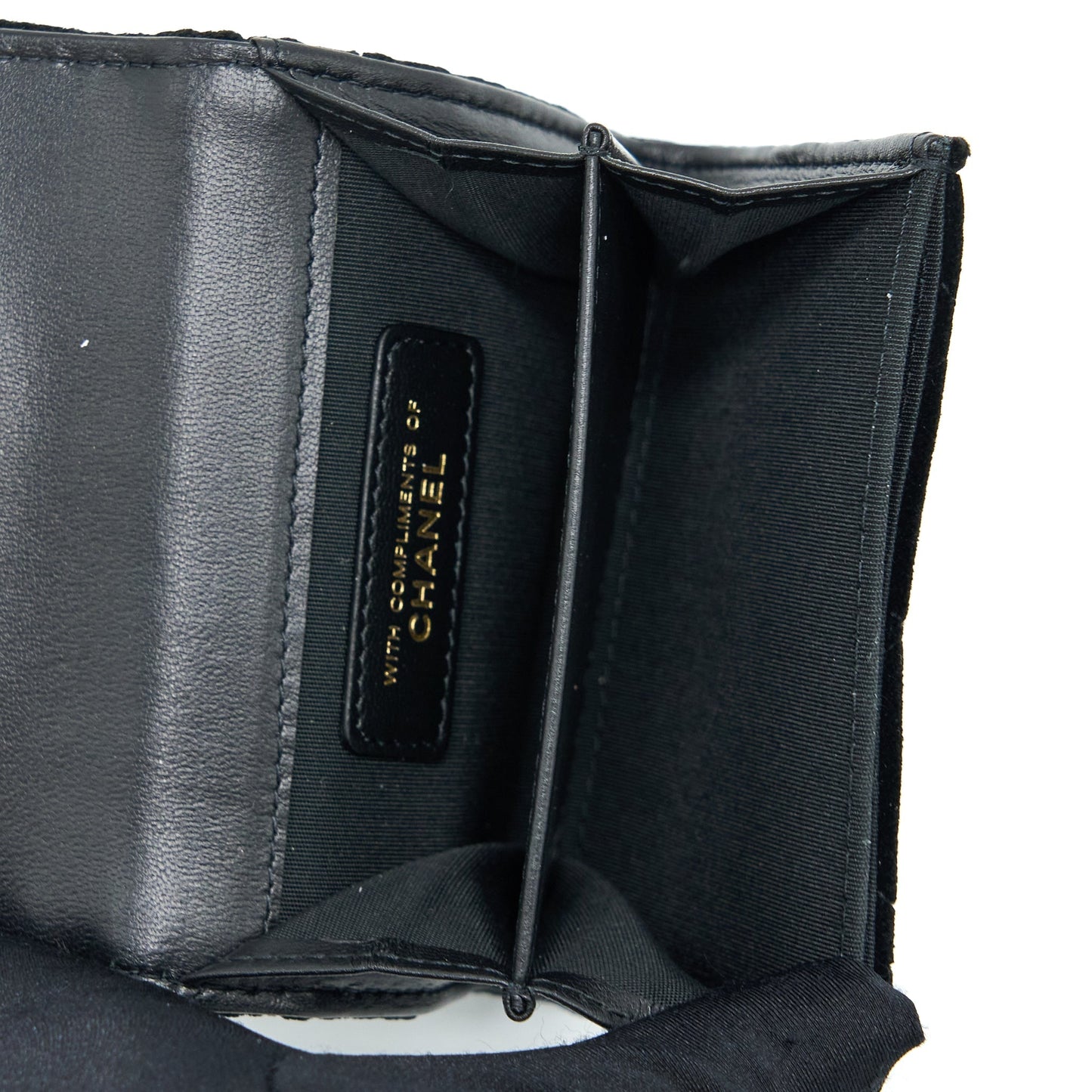 Chanel Small Flap Wallet Velvet Black L