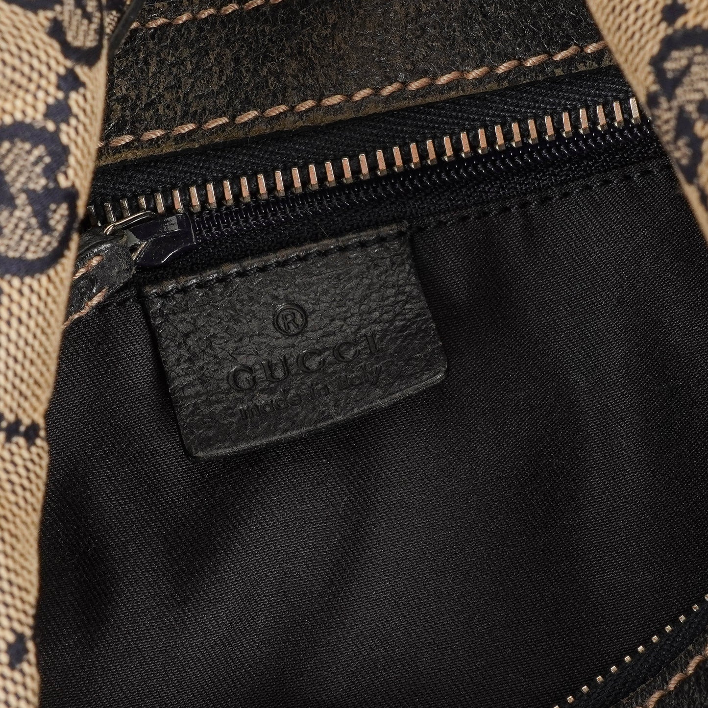 Gucci Charmy Navy GG Canvas Sherry Line Hobo Bag