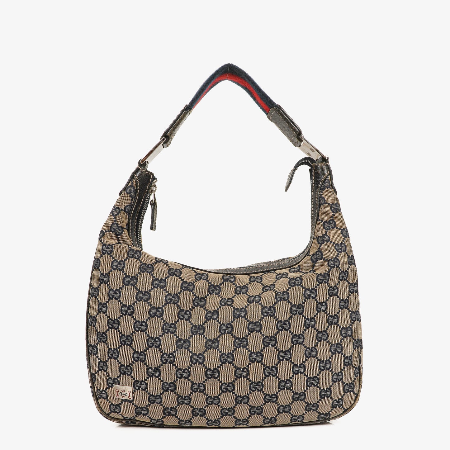 Gucci Charmy Navy GG Canvas Sherry Line Hobo Bag