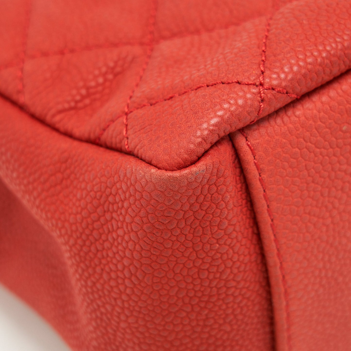 Chanel top handle rectangular flap bag grained calfskin red