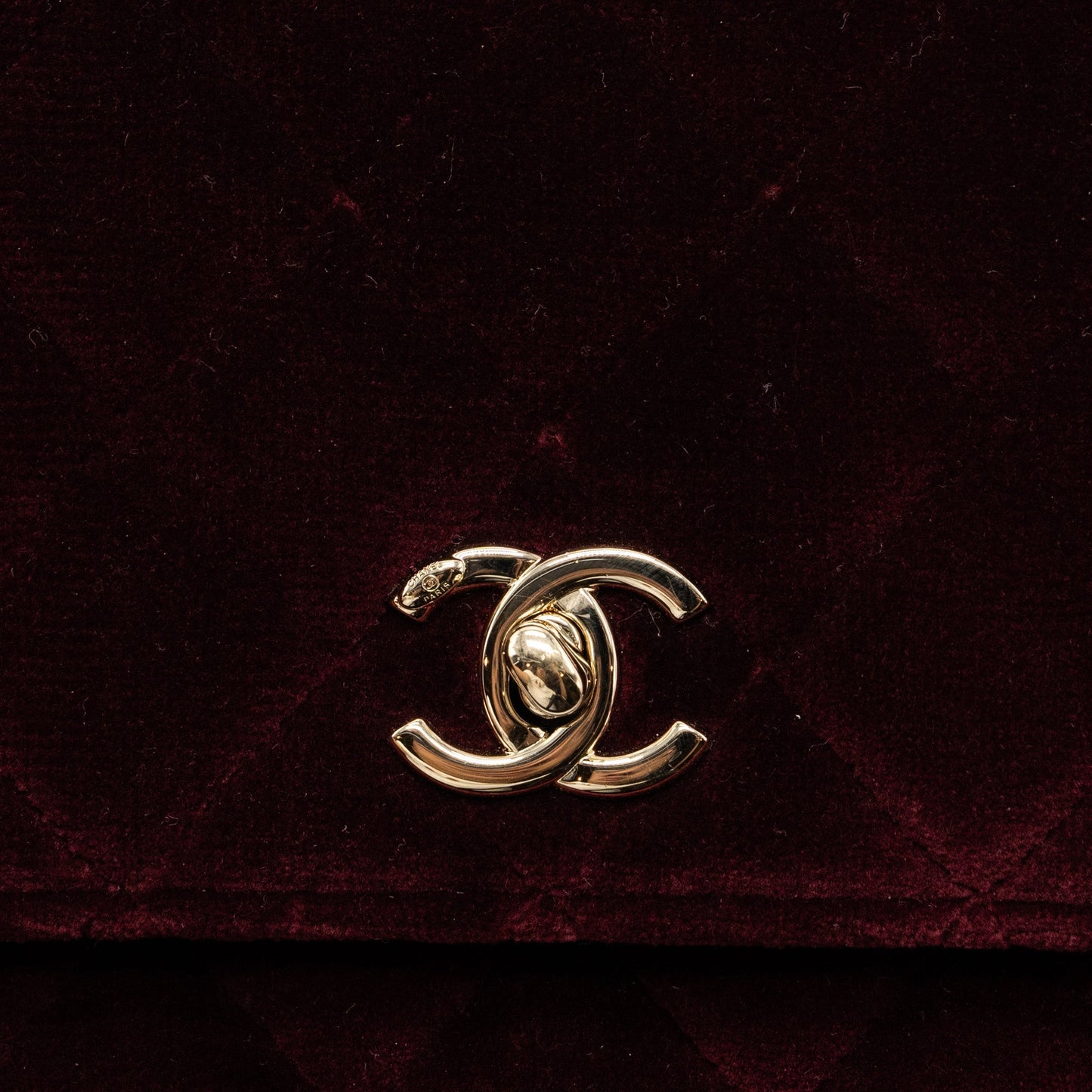 Chanel Crystal Pearl Crush Wallet On Chain Velvet Burgundy L