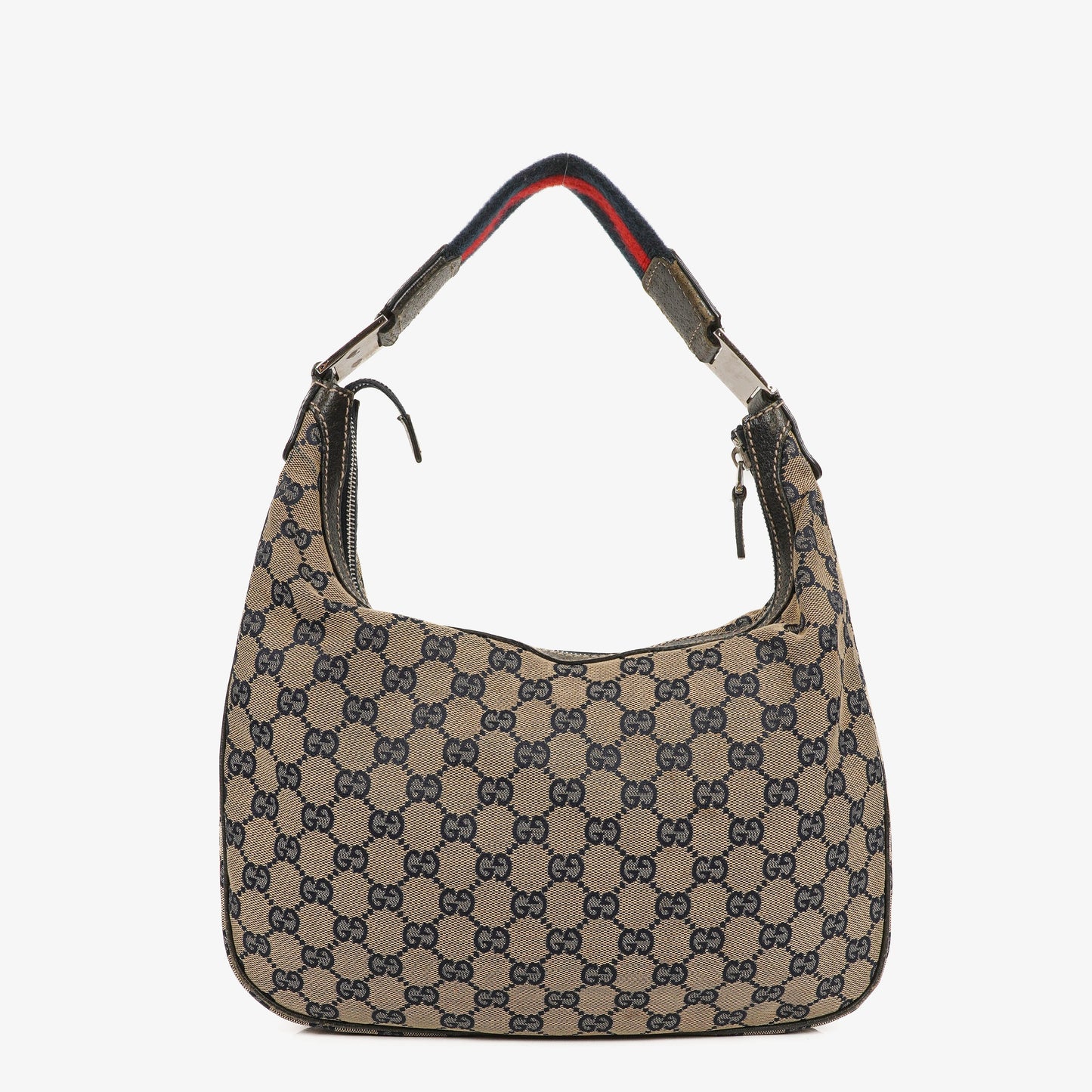 Gucci Charmy Navy GG Canvas Sherry Line Hobo Bag