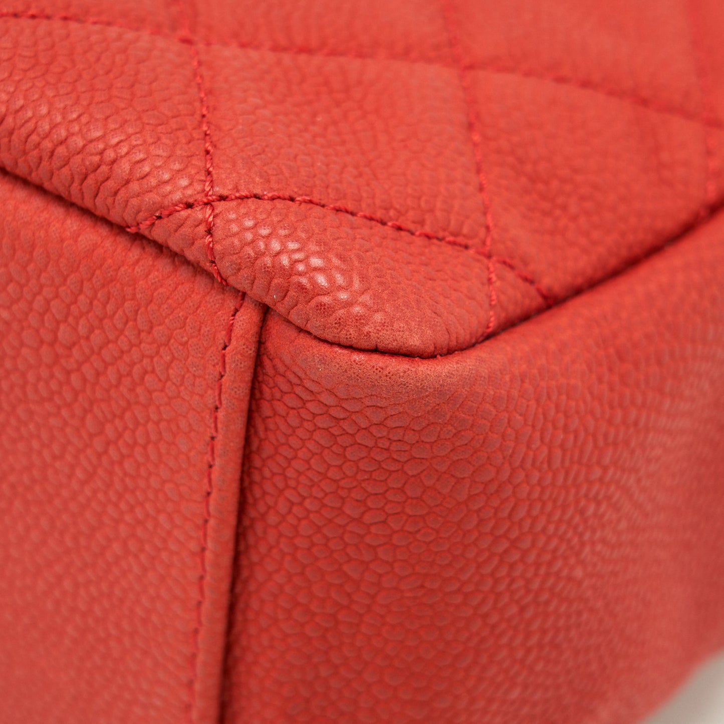Chanel top handle rectangular flap bag grained calfskin red