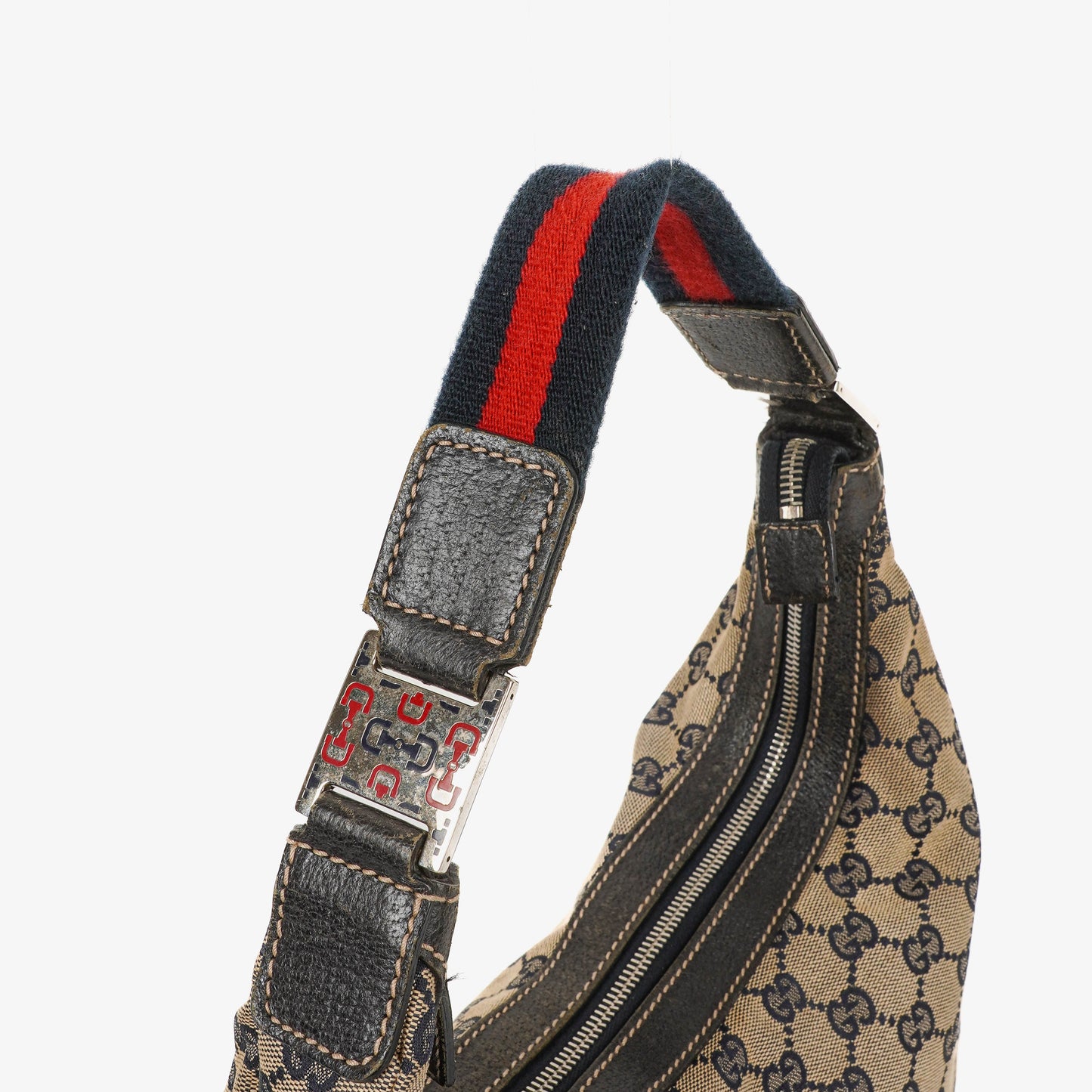 Gucci Charmy Navy GG Canvas Sherry Line Hobo Bag