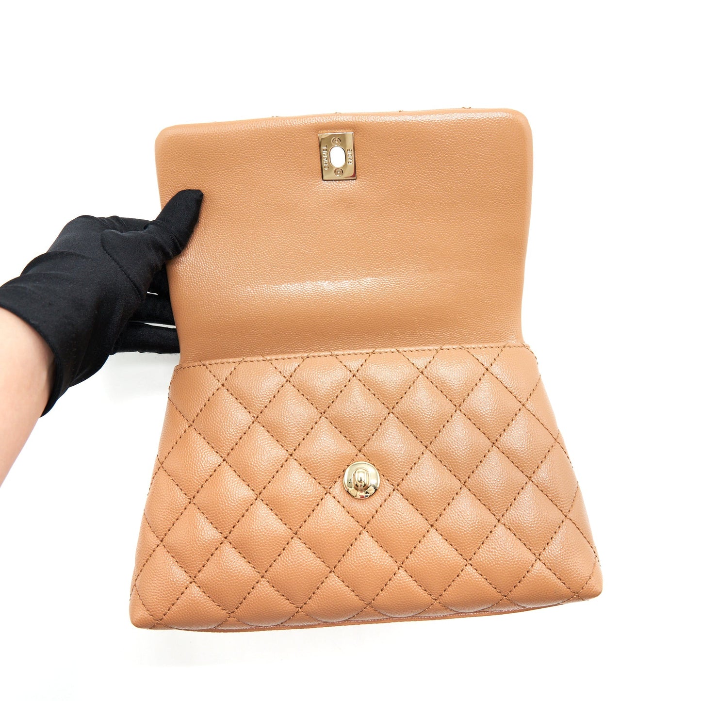 Chanel 21P Small Coco Handle Caviar NB356 Caramel L