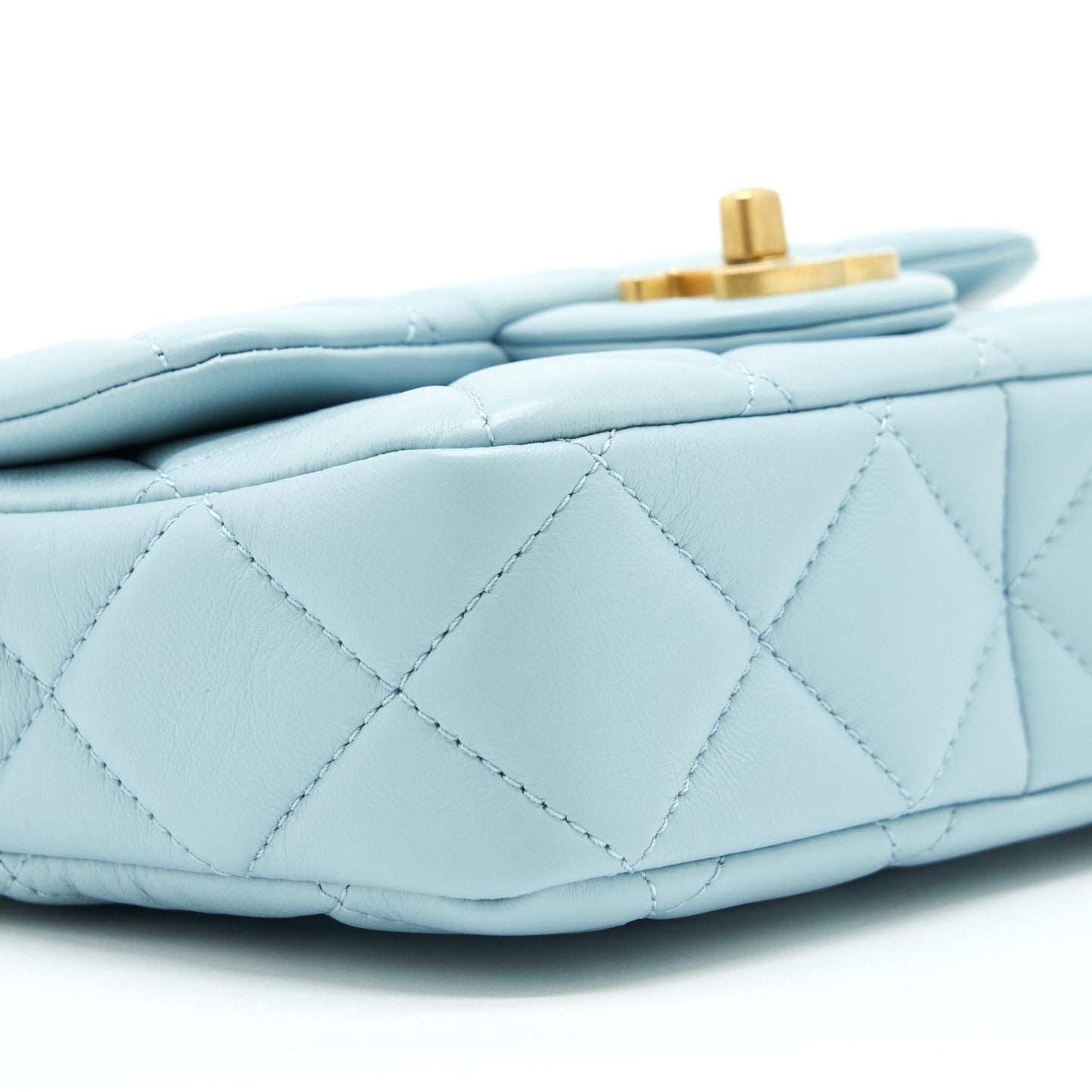 Chanel 22P Seasonal Mini Square Flap Bag Lambskin Light Blue