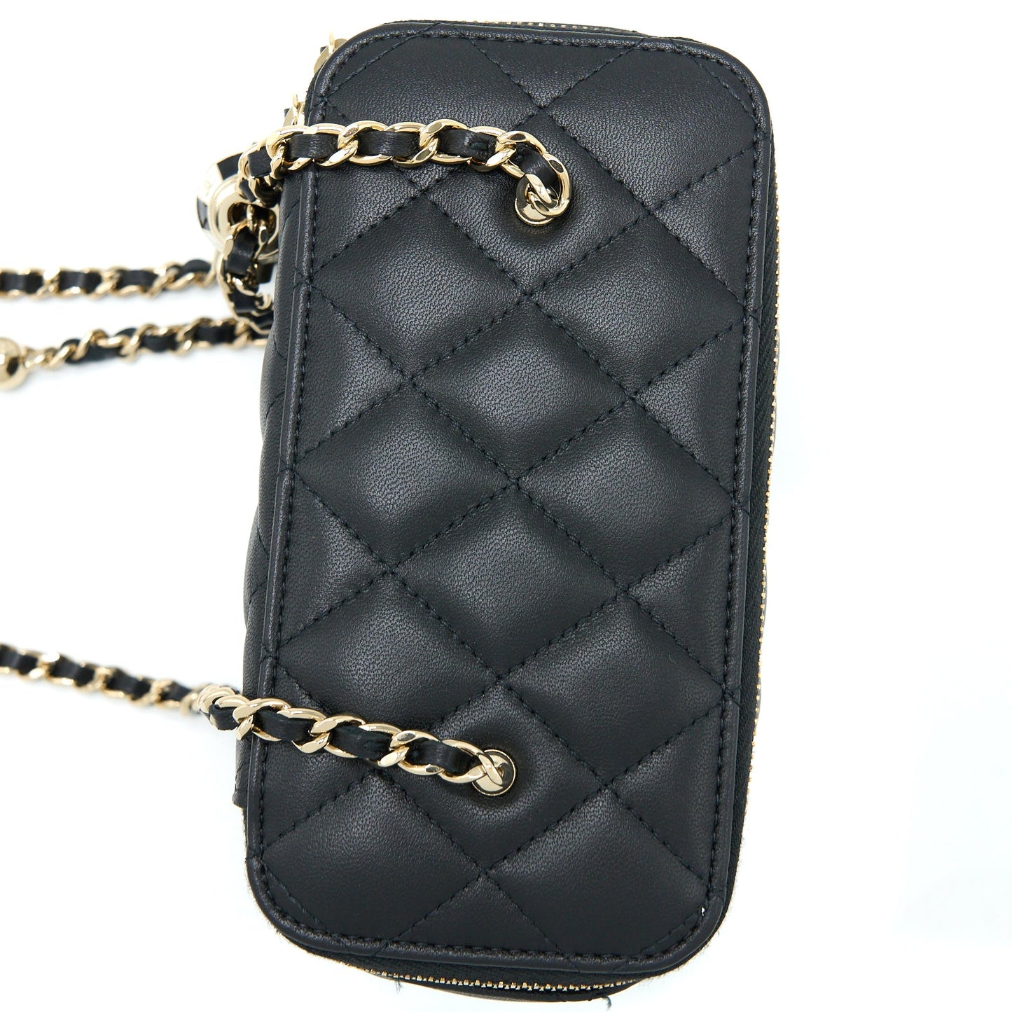 Chanel 23C Pearl Crush Long Vanity Lambskin Black L (Microchip)