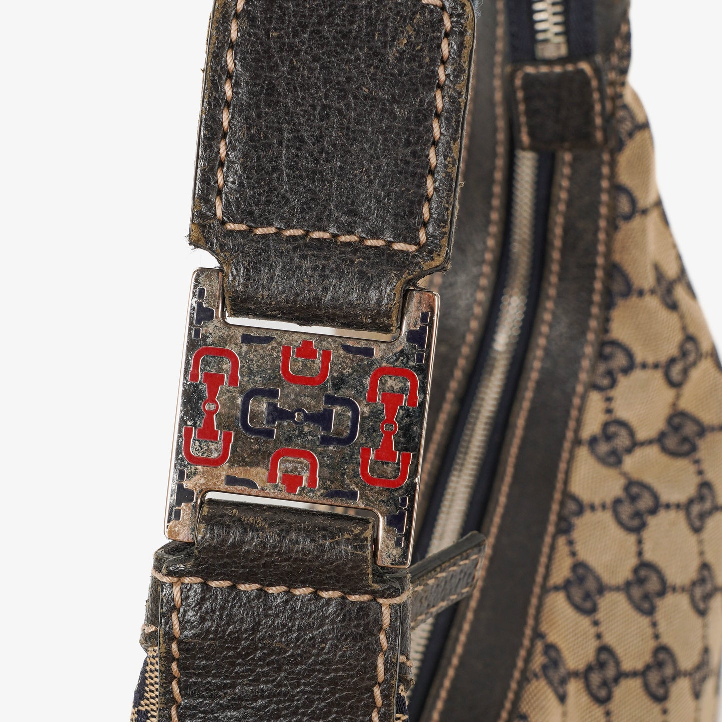 Gucci Charmy Navy GG Canvas Sherry Line Hobo Bag