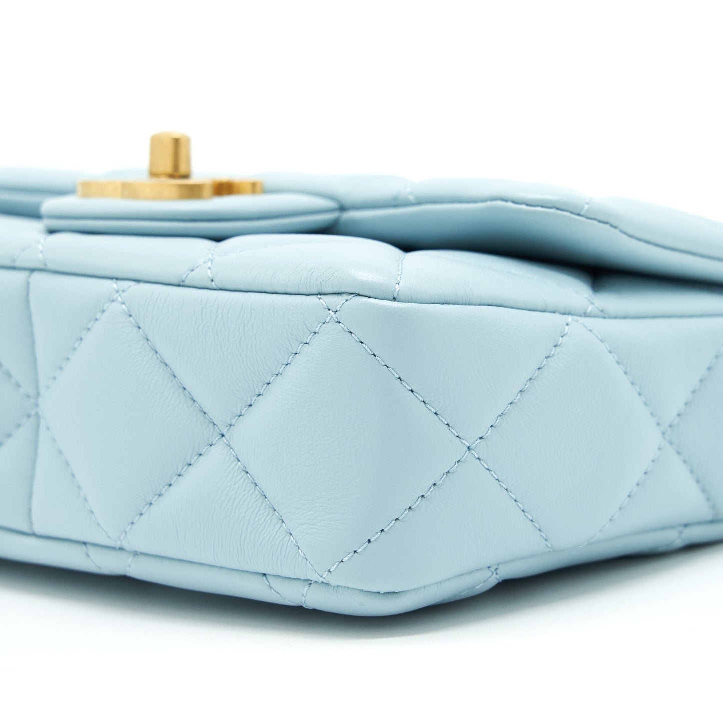 Chanel 22P Seasonal Mini Square Flap Bag Lambskin Light Blue