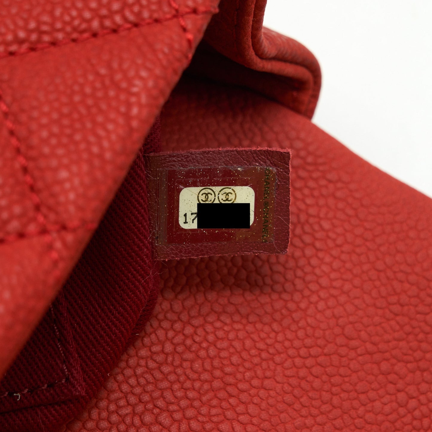 Chanel top handle rectangular flap bag grained calfskin red