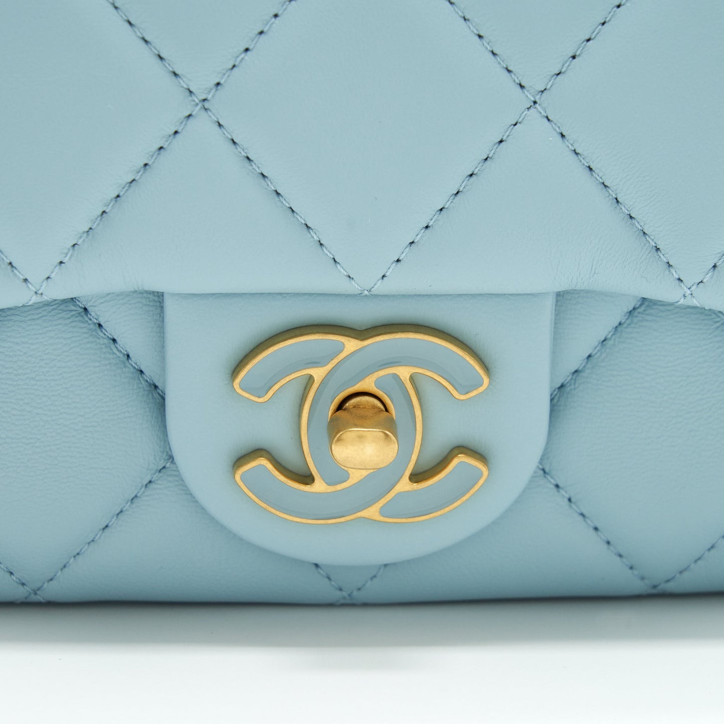 Chanel 22P Seasonal Mini Square Flap Bag Lambskin Light Blue