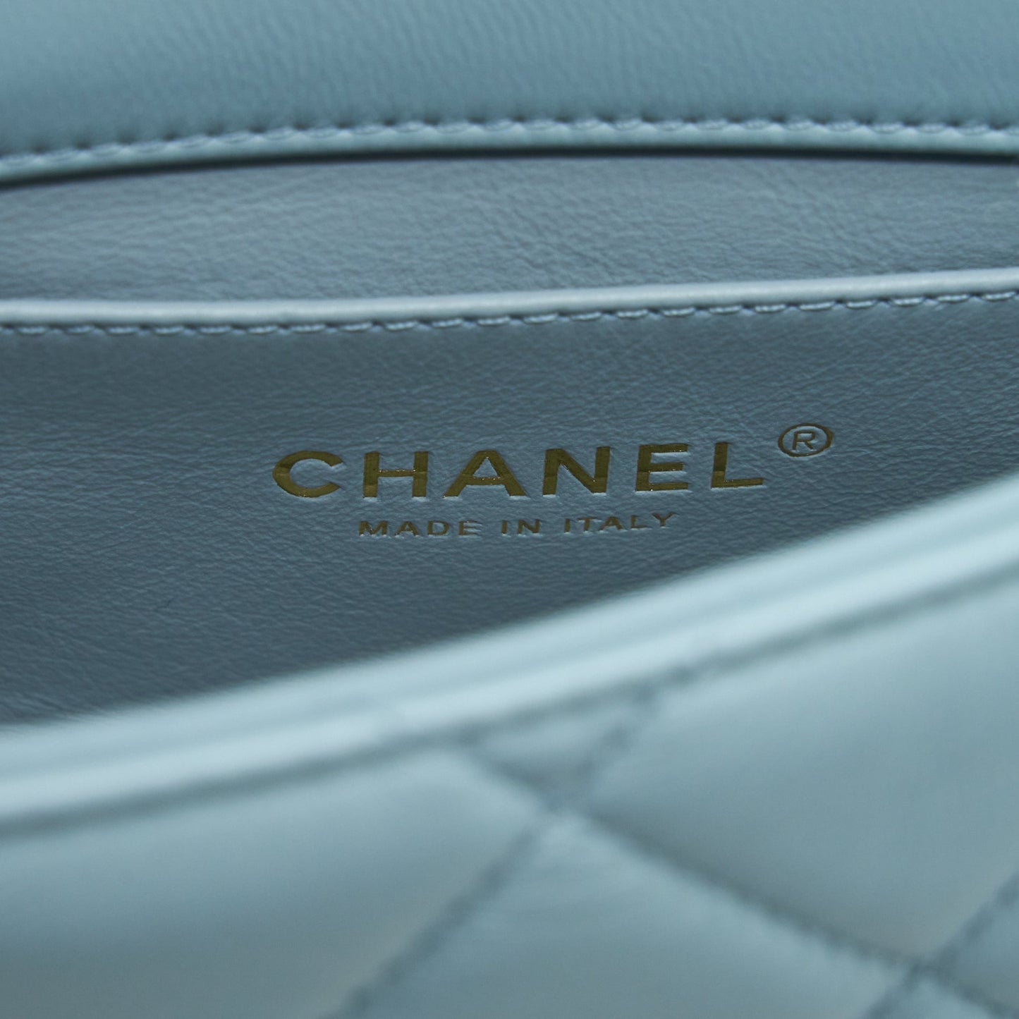 Chanel 22P Seasonal Mini Square Flap Bag Lambskin Light Blue