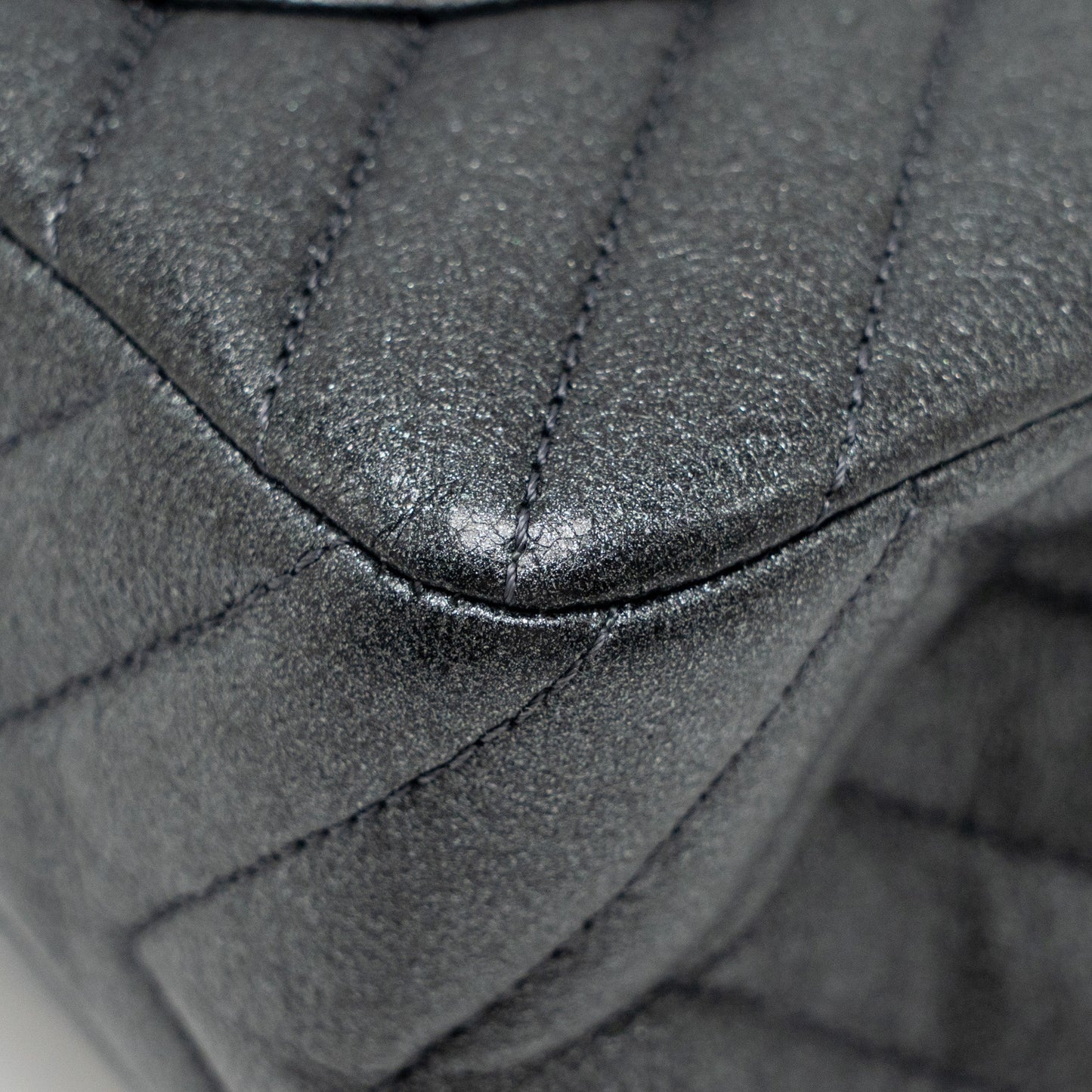 Chanel Large 2.55 226 Reissue Double Flap Bag Chevron Metallic Calfskin Charcoal