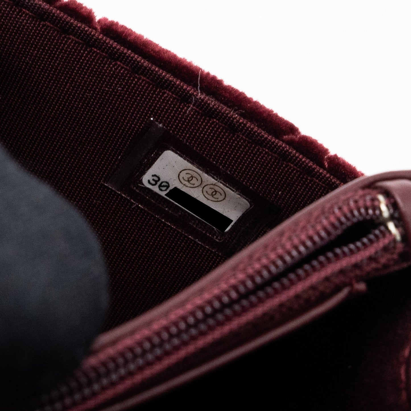 Chanel Crystal Pearl Crush Wallet On Chain Velvet Burgundy L