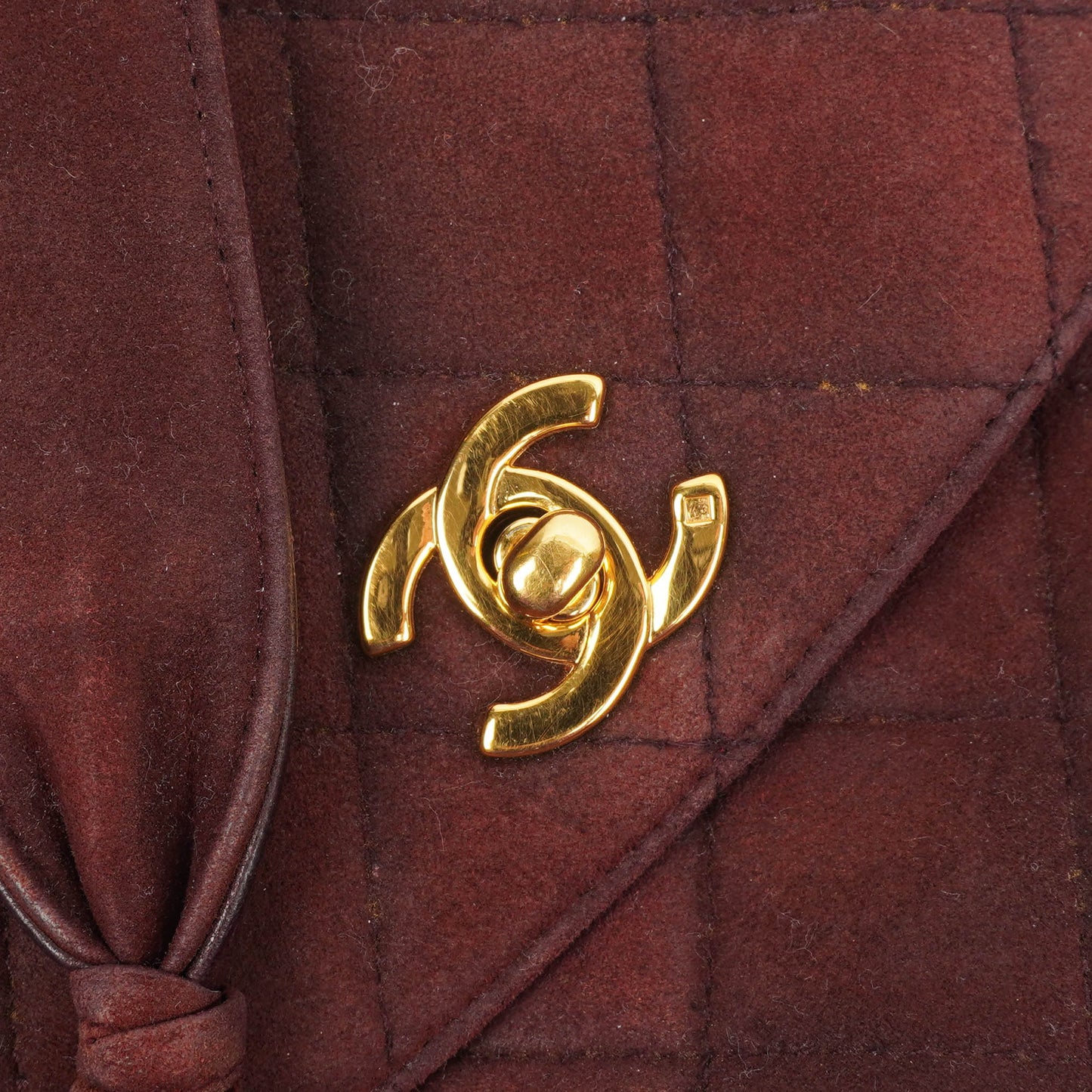 Chanel  Flap Quilted Burgundy Suede 24K Gold-Plated Hardware