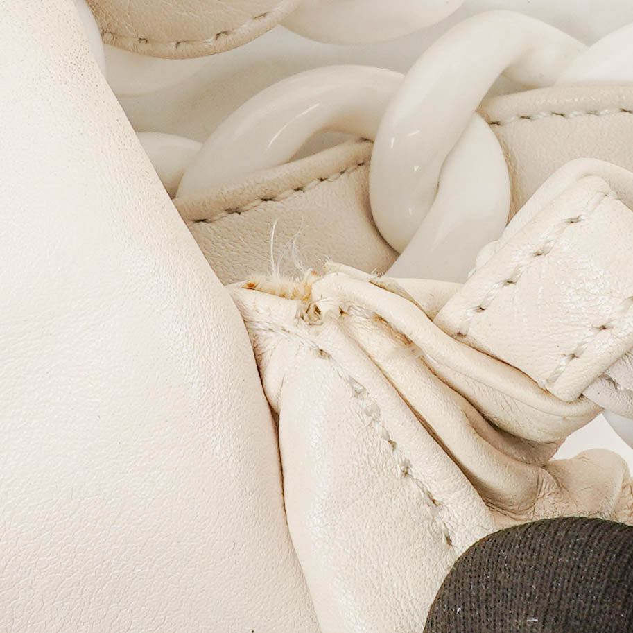 Chanel Crinkled Patent Modern White Plastic Chain Flap Bag