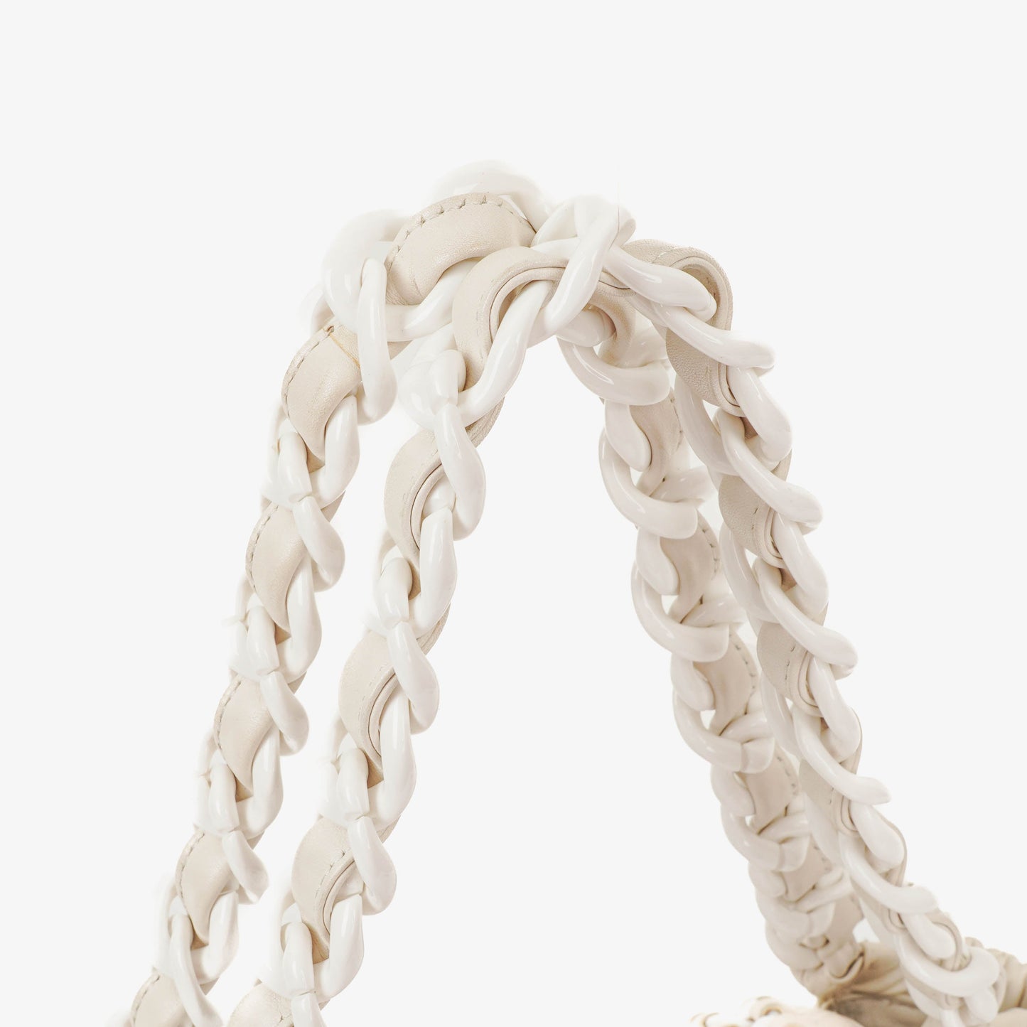 Chanel Crinkled Patent Modern White Plastic Chain Flap Bag