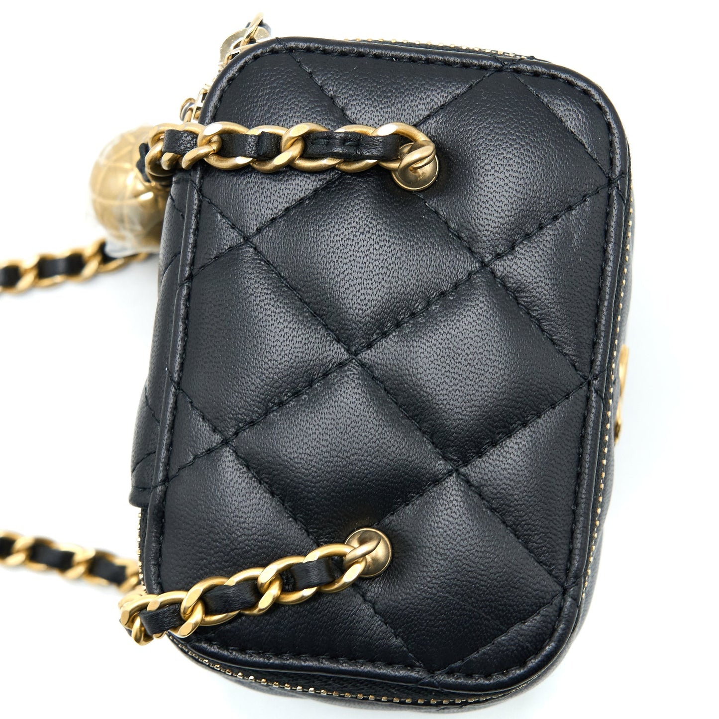 Chanel Pearl Crush Mini Vanity with Chain Lambskin Black  (Microchip)