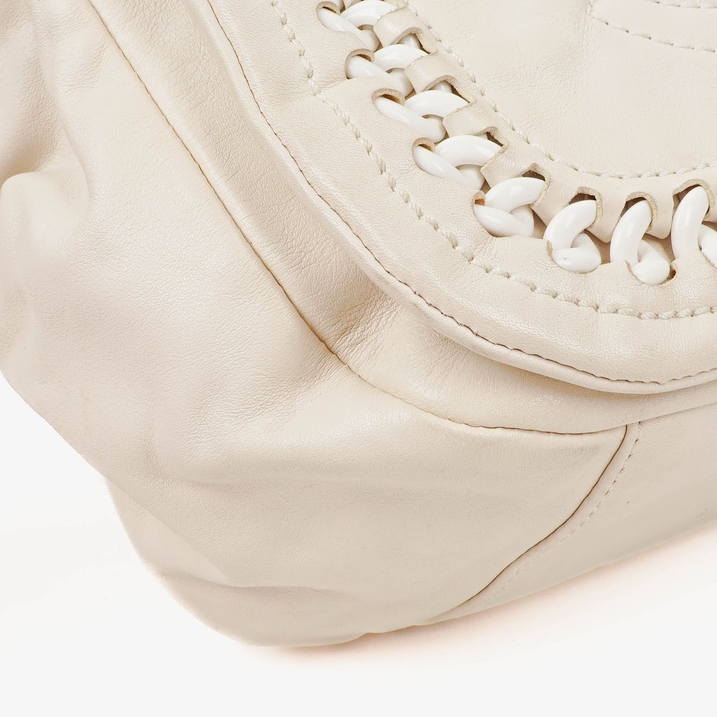 Chanel Crinkled Patent Modern White Plastic Chain Flap Bag