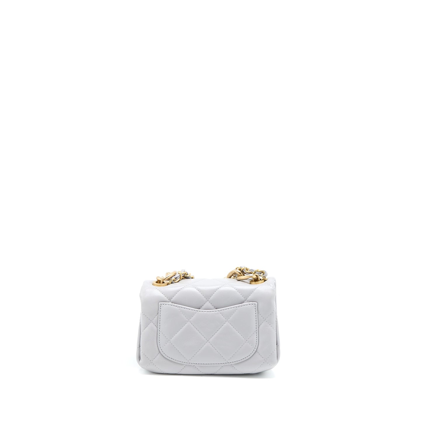 Chanel Quilted Mini Flap Bag Lambskin Light Grey  (Microchip)