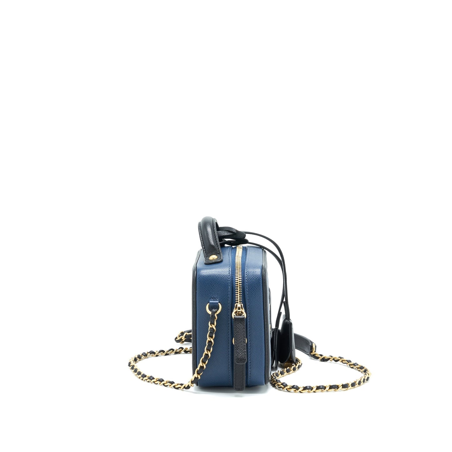 Chanel Filigree Small Vanity Camera Bag Caiver Navy/ Black