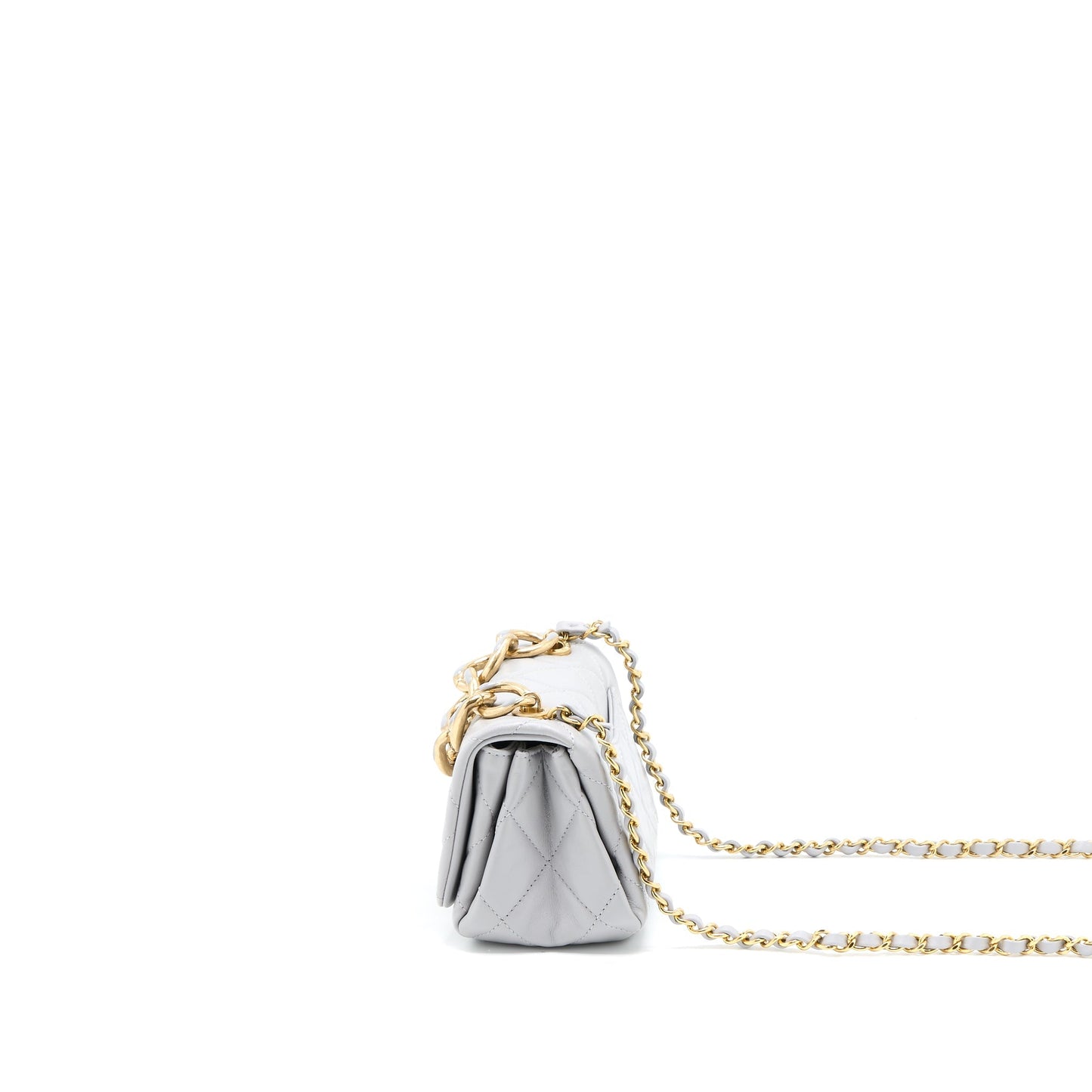 Chanel Quilted Mini Flap Bag Lambskin Light Grey  (Microchip)