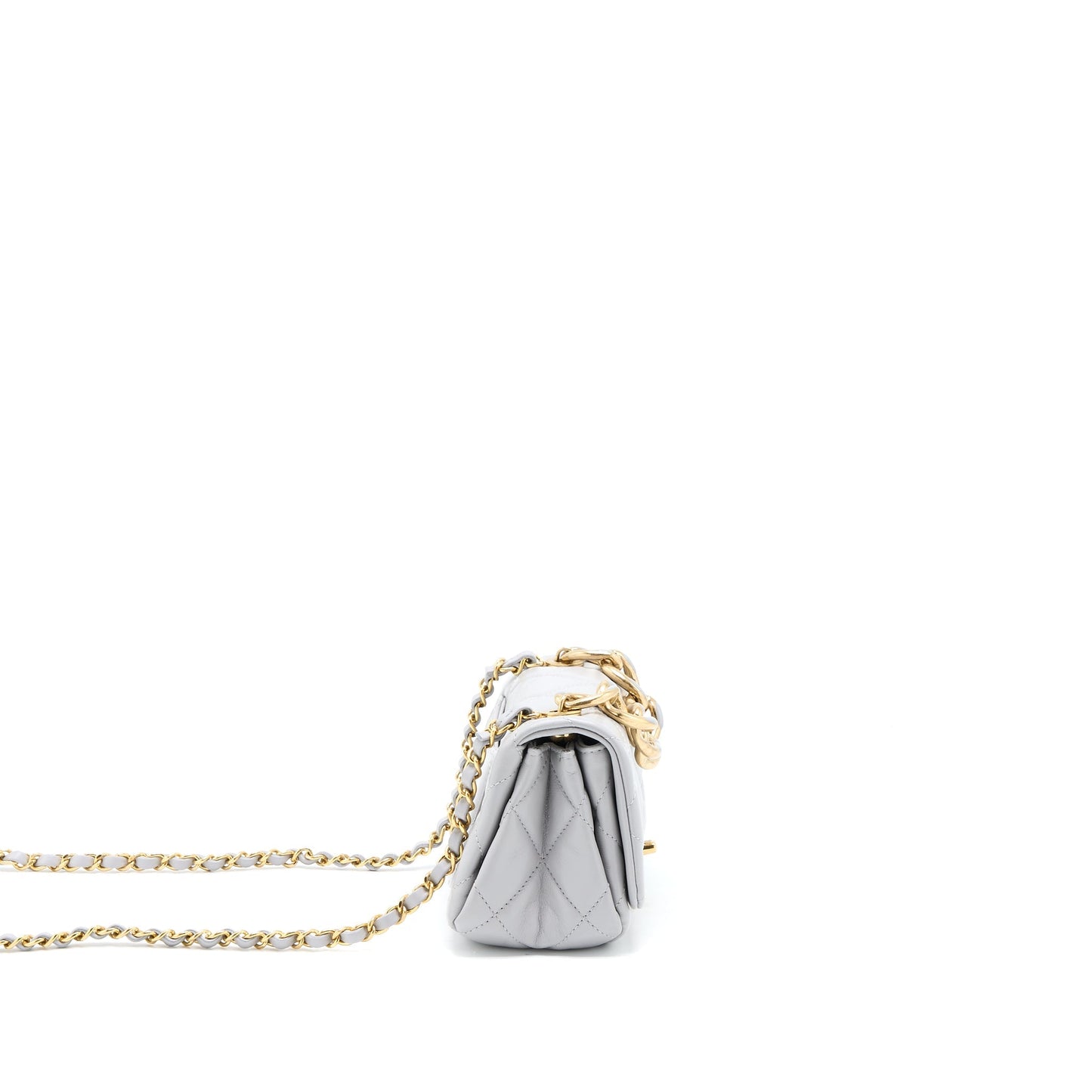 Chanel Quilted Mini Flap Bag Lambskin Light Grey  (Microchip)